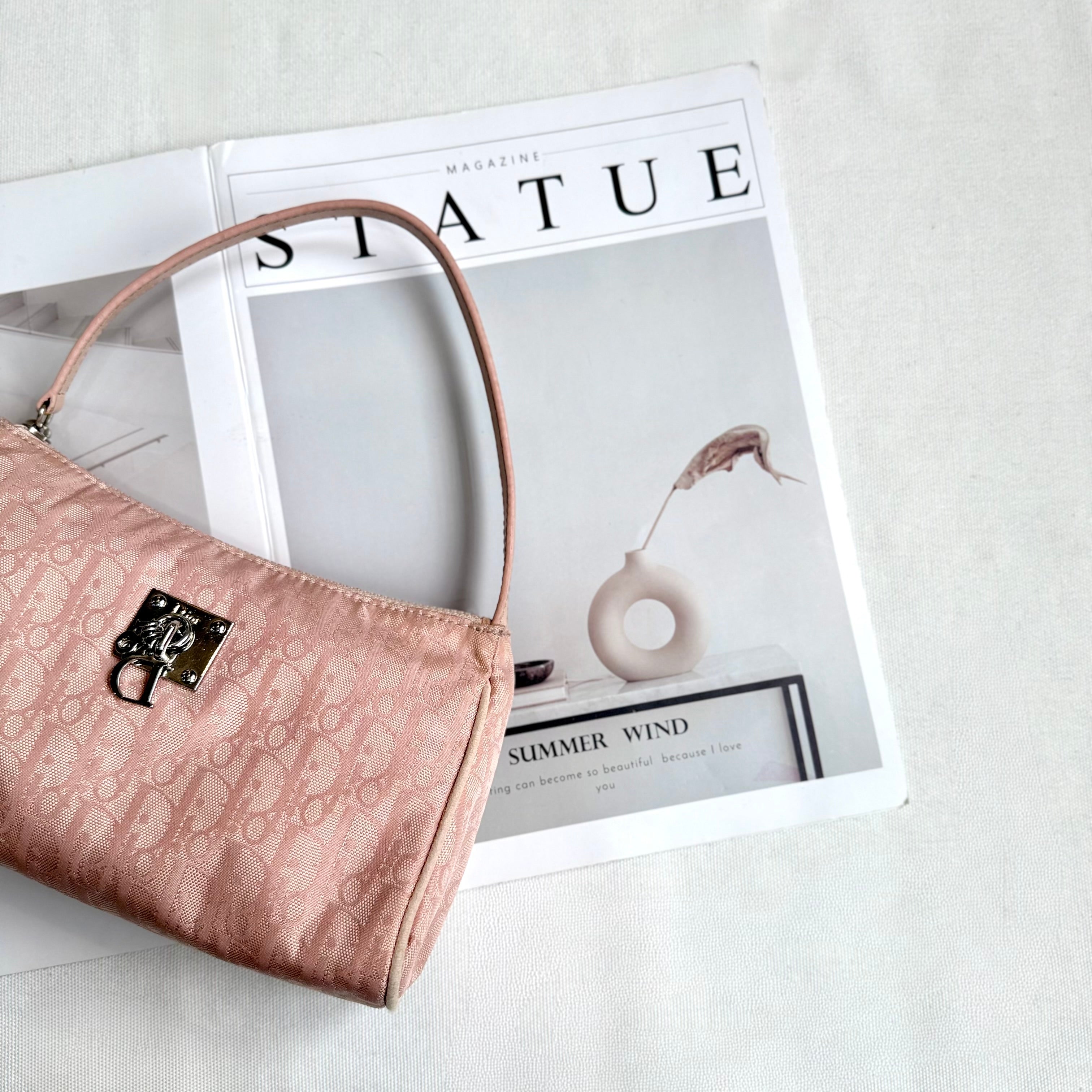 Christian Dior Light Pink Trotter Monogram Pochette Bag