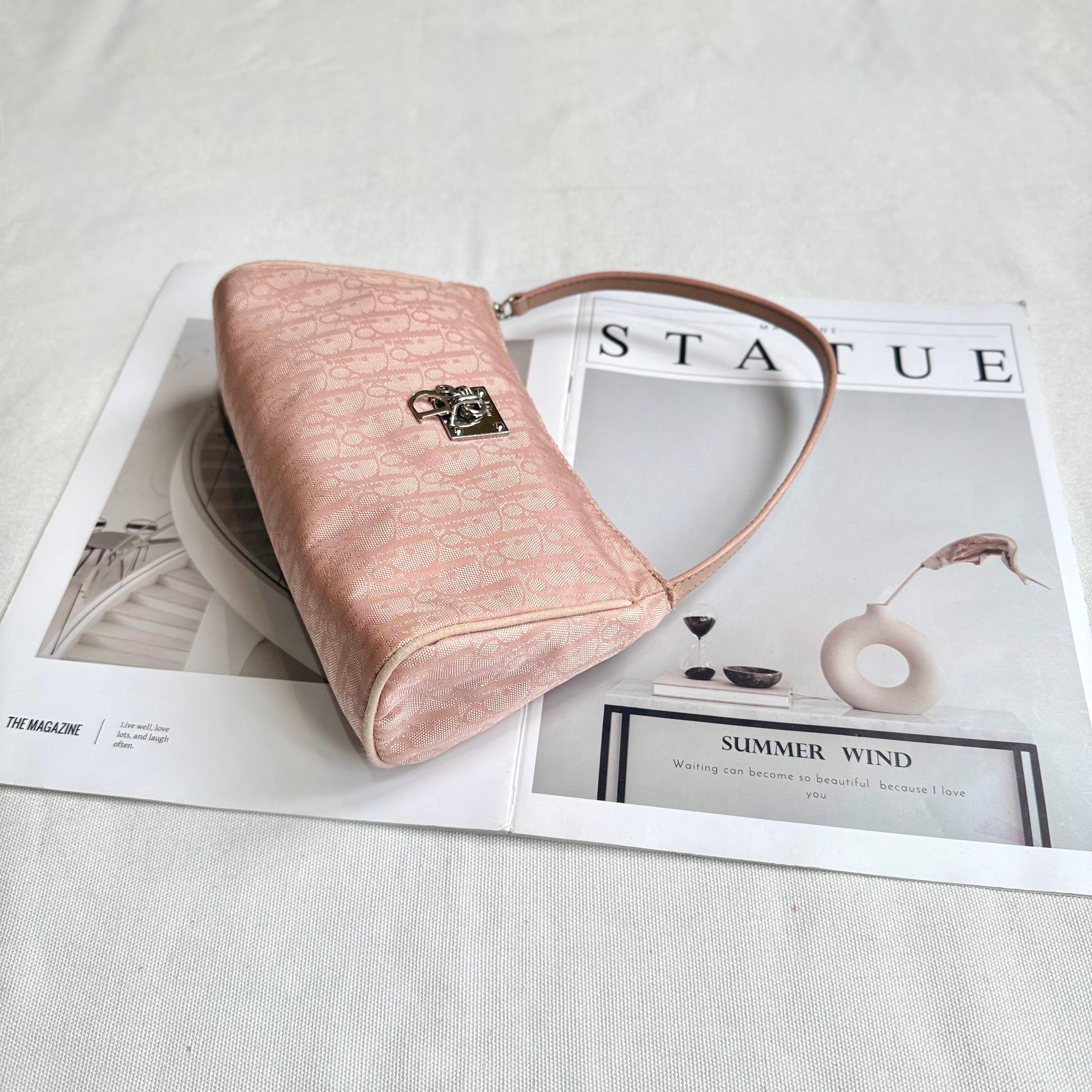 Christian Dior Light Pink Trotter Monogram Pochette Bag