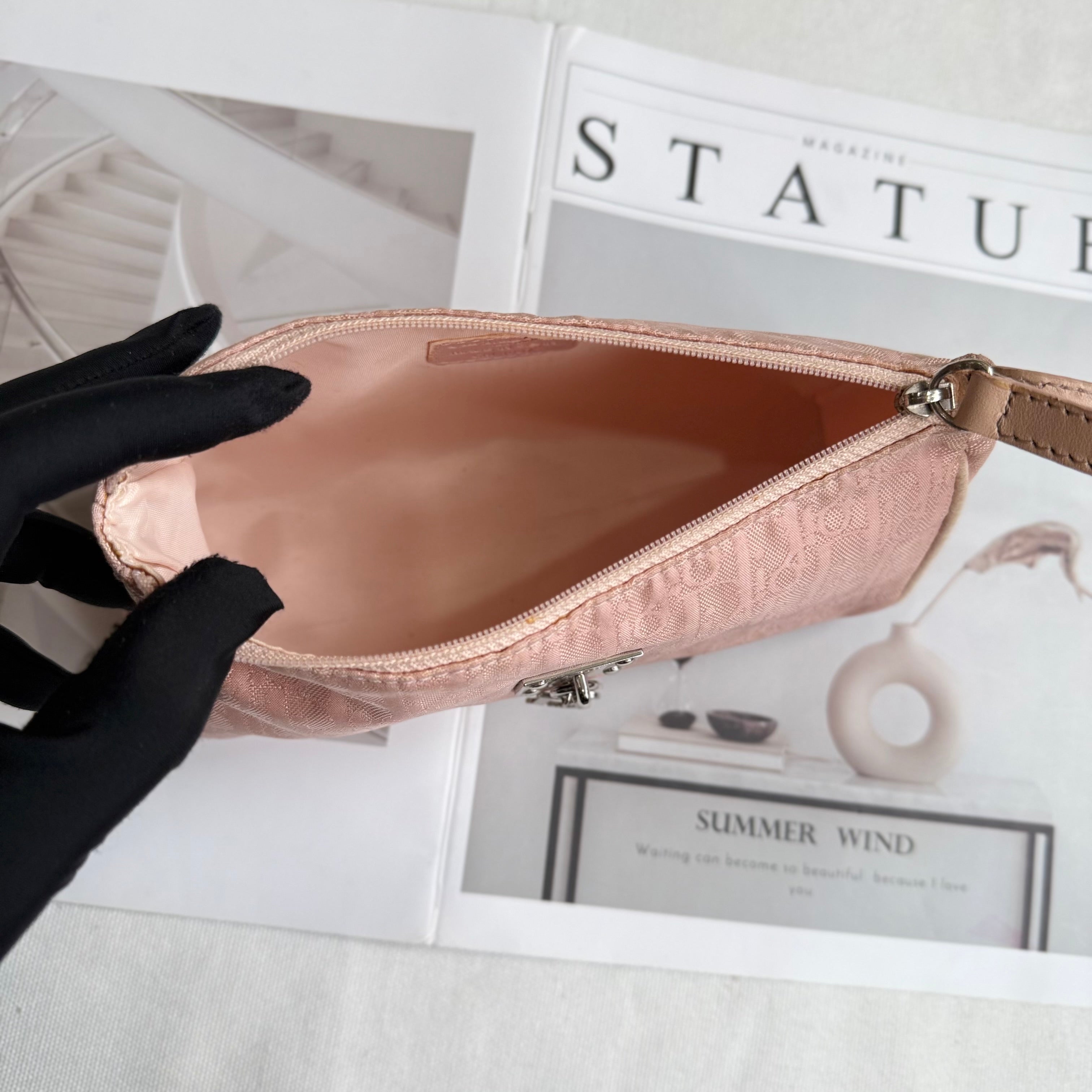 Christian Dior Light Pink Trotter Monogram Pochette Bag