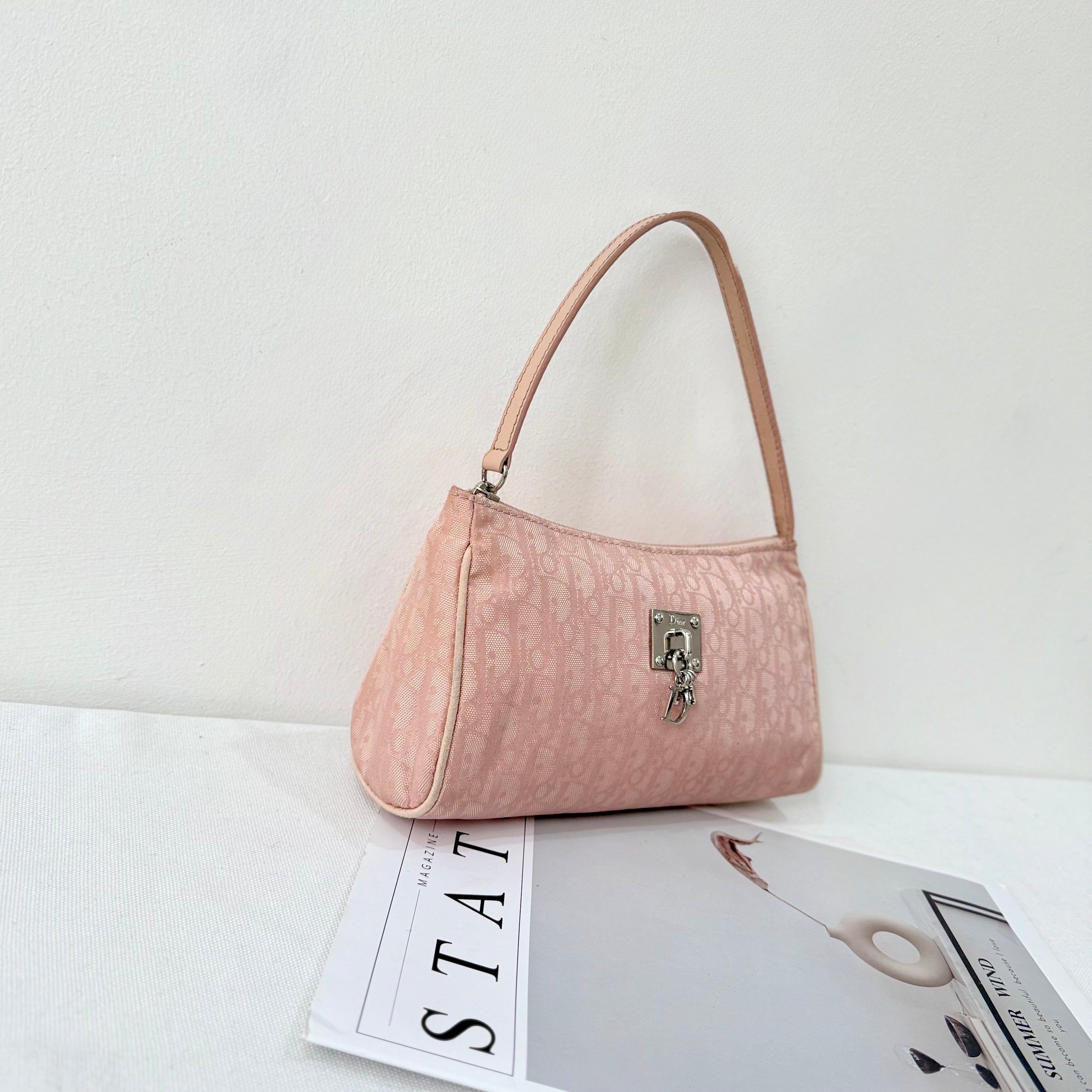 Christian Dior Light Pink Trotter Monogram Pochette Bag