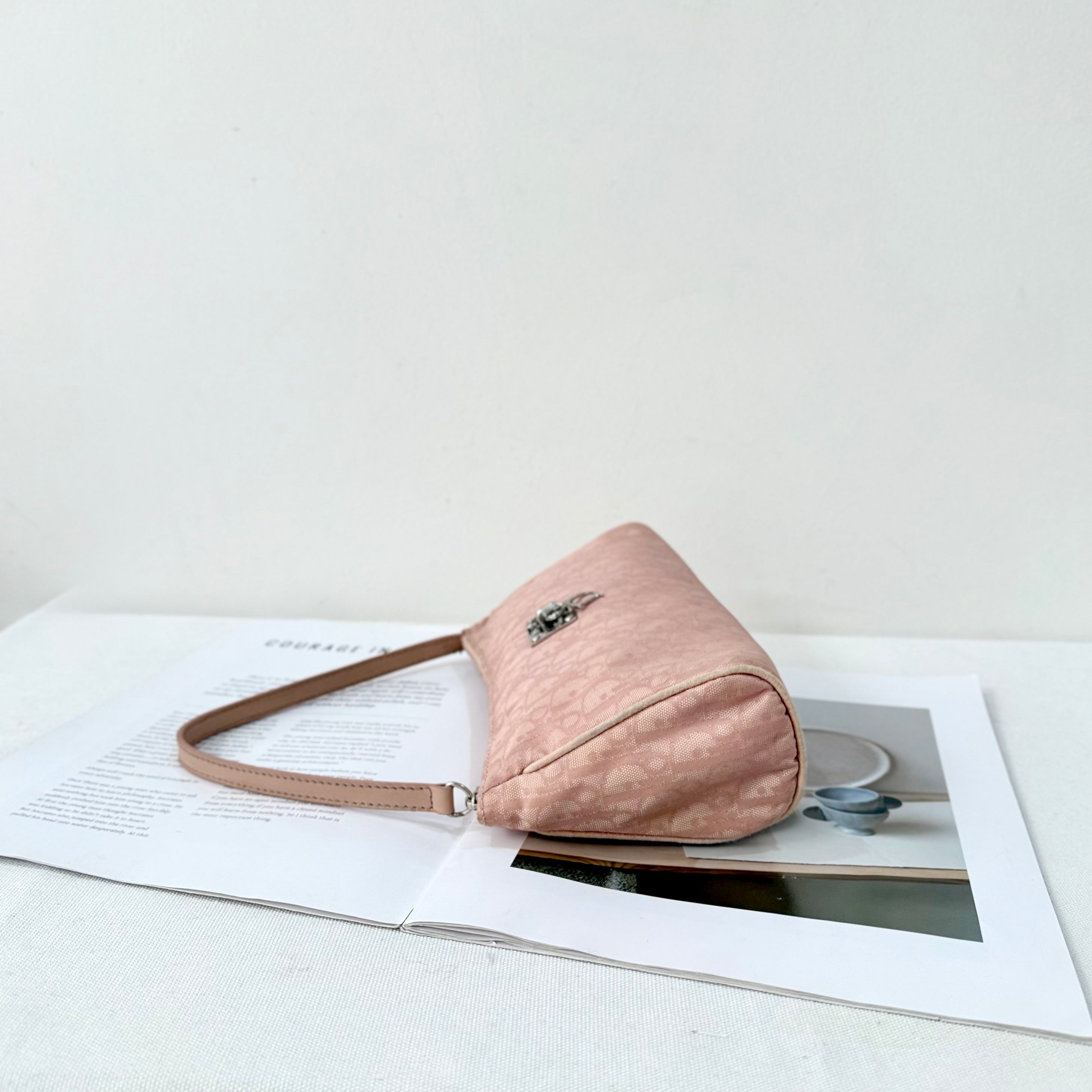 Christian Dior Light Pink Trotter Monogram Pochette Bag