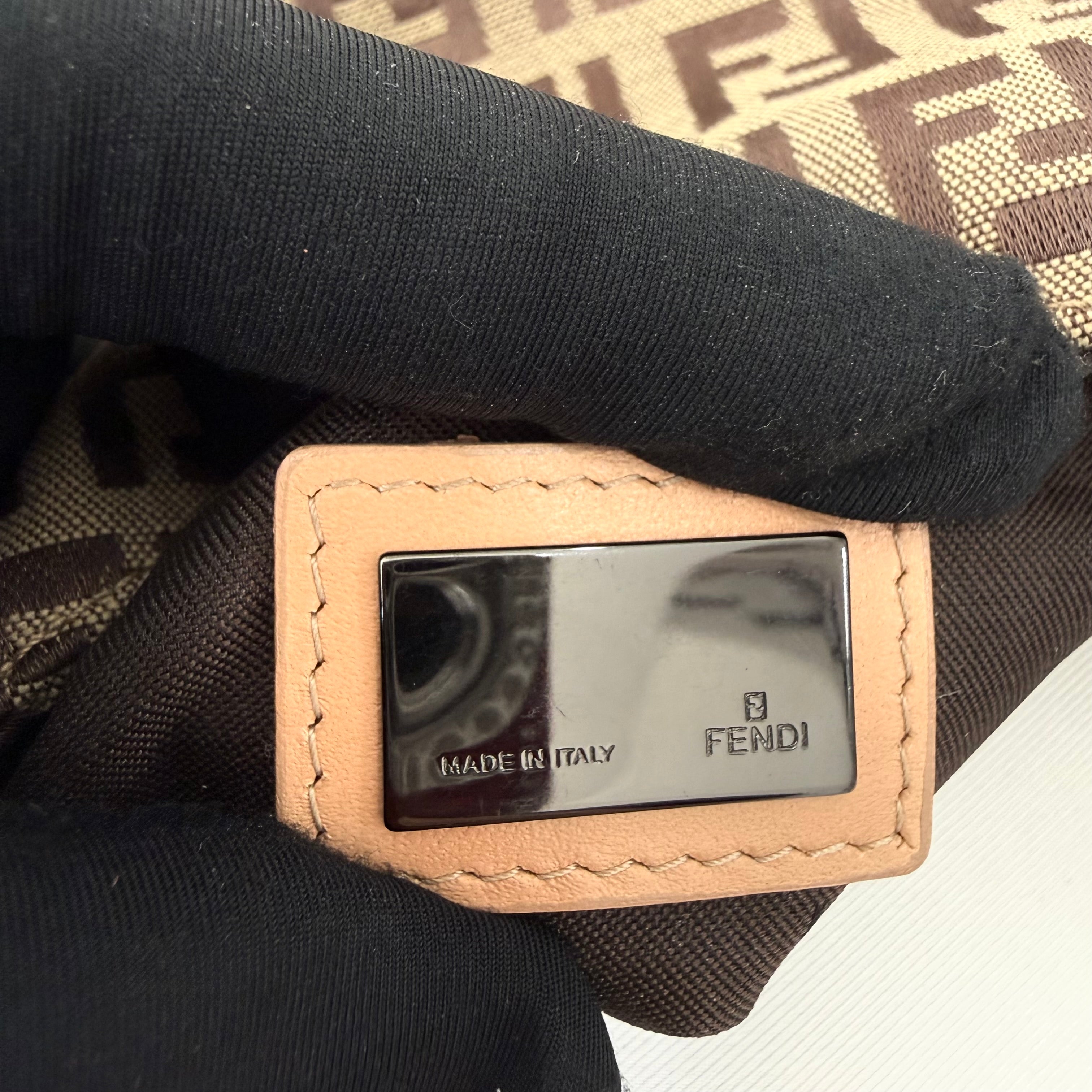 Fendi Brown Zucchino Canvas and Leather Shoulder Bag