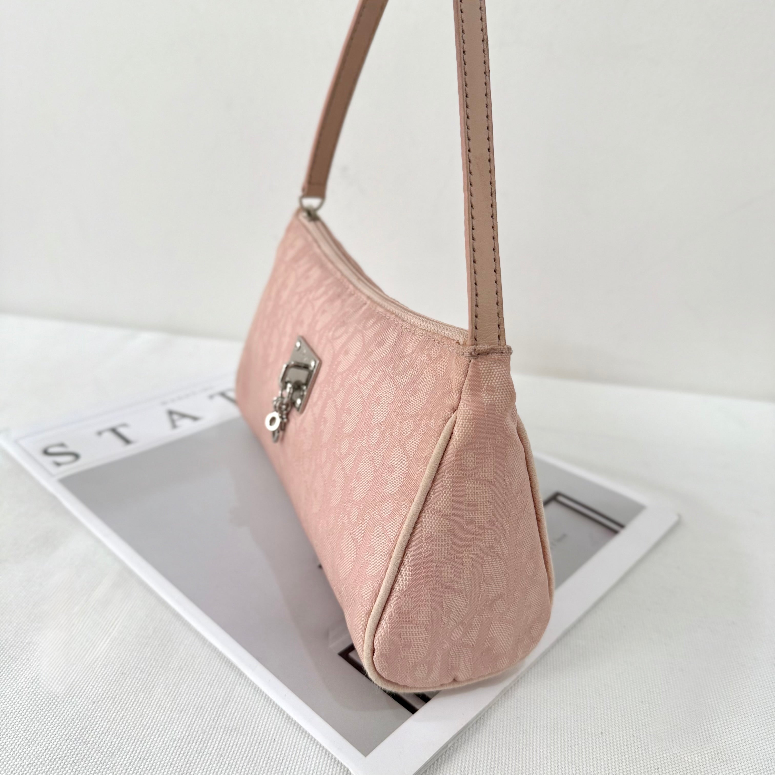 Christian Dior Light Pink Trotter Monogram Pochette Bag