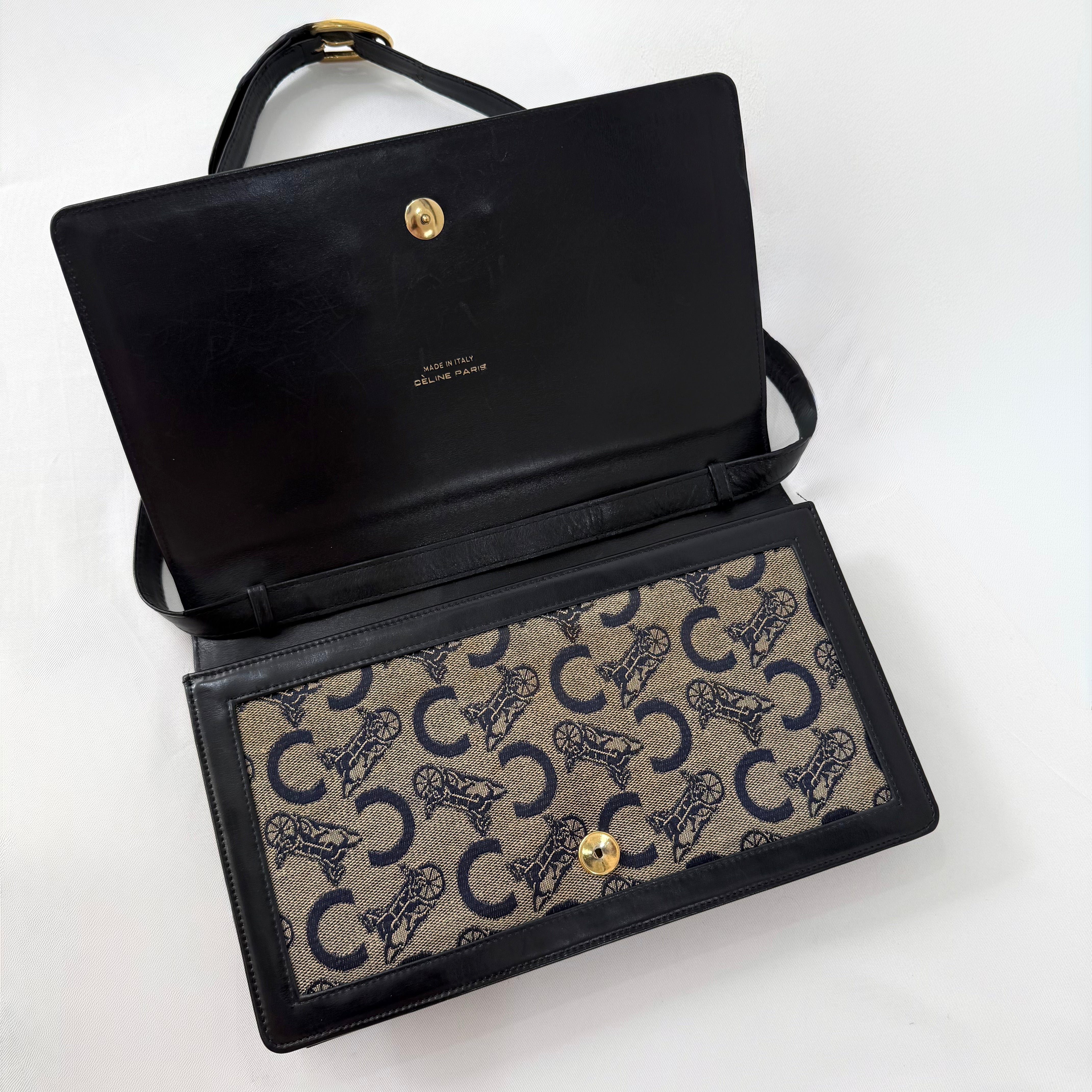Celine Macadam Navy Canvas Shoulder Bag