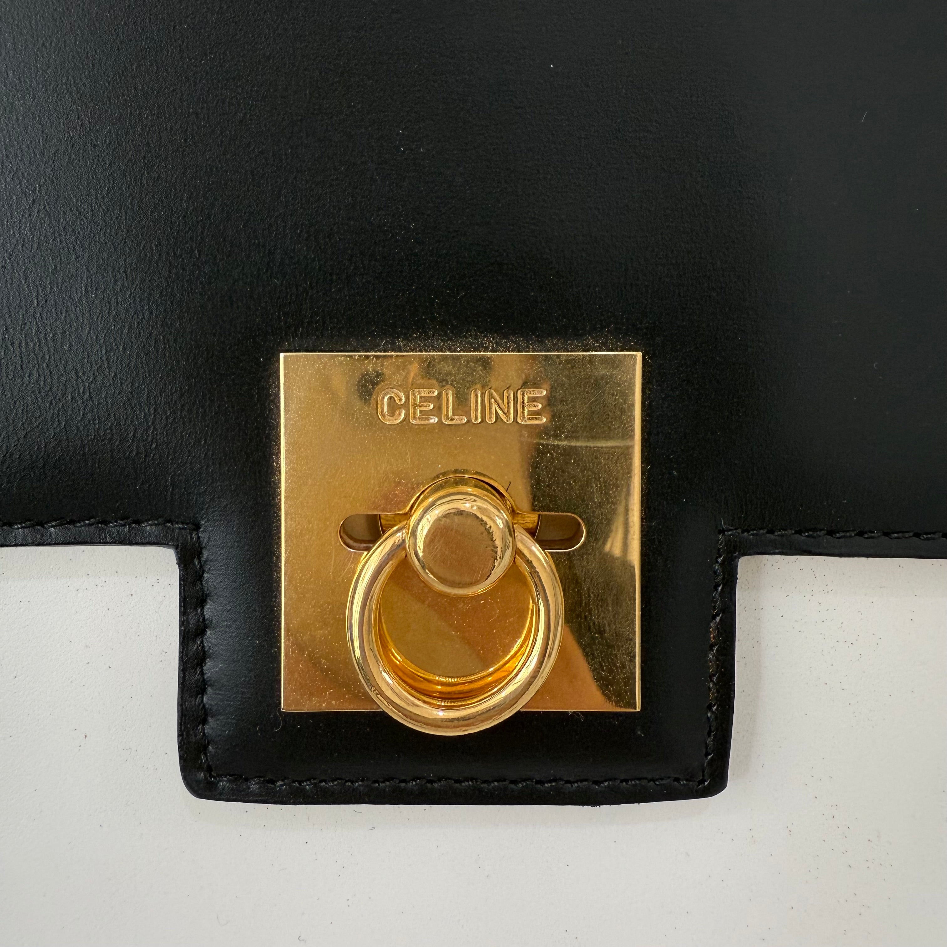 Celine Box White Black Shoulder Bag