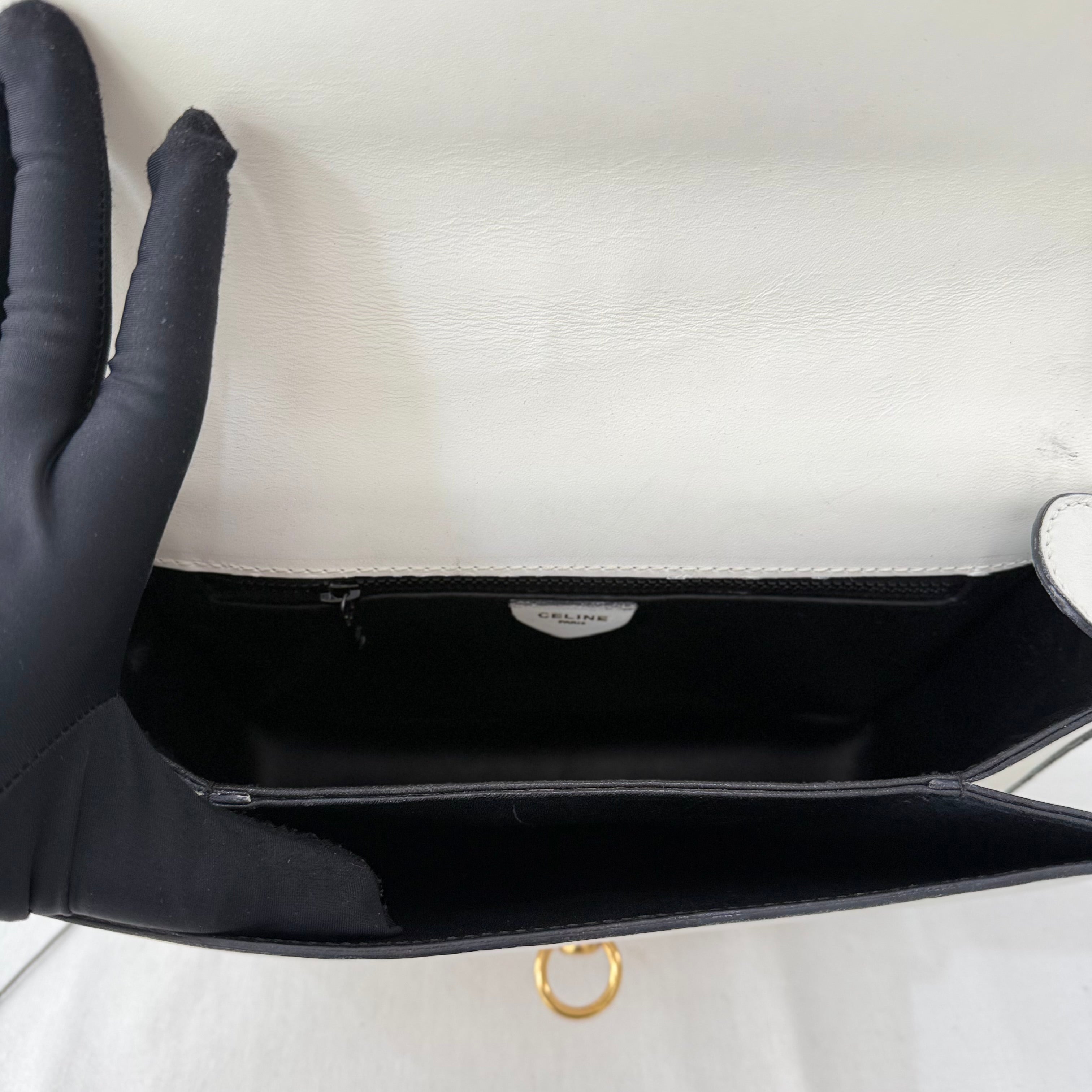 Celine Box White Black Shoulder Bag