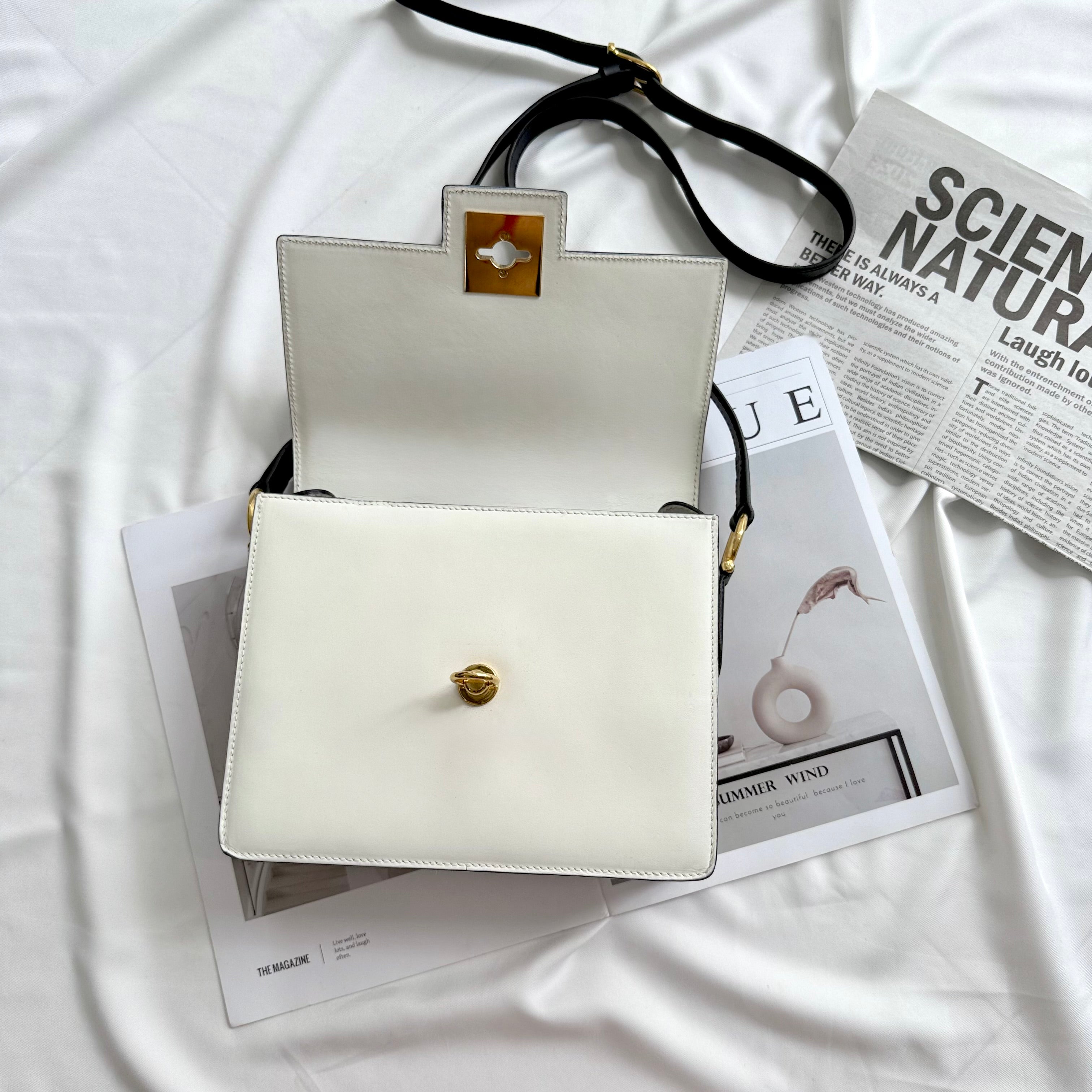 Celine Box White Black Shoulder Bag