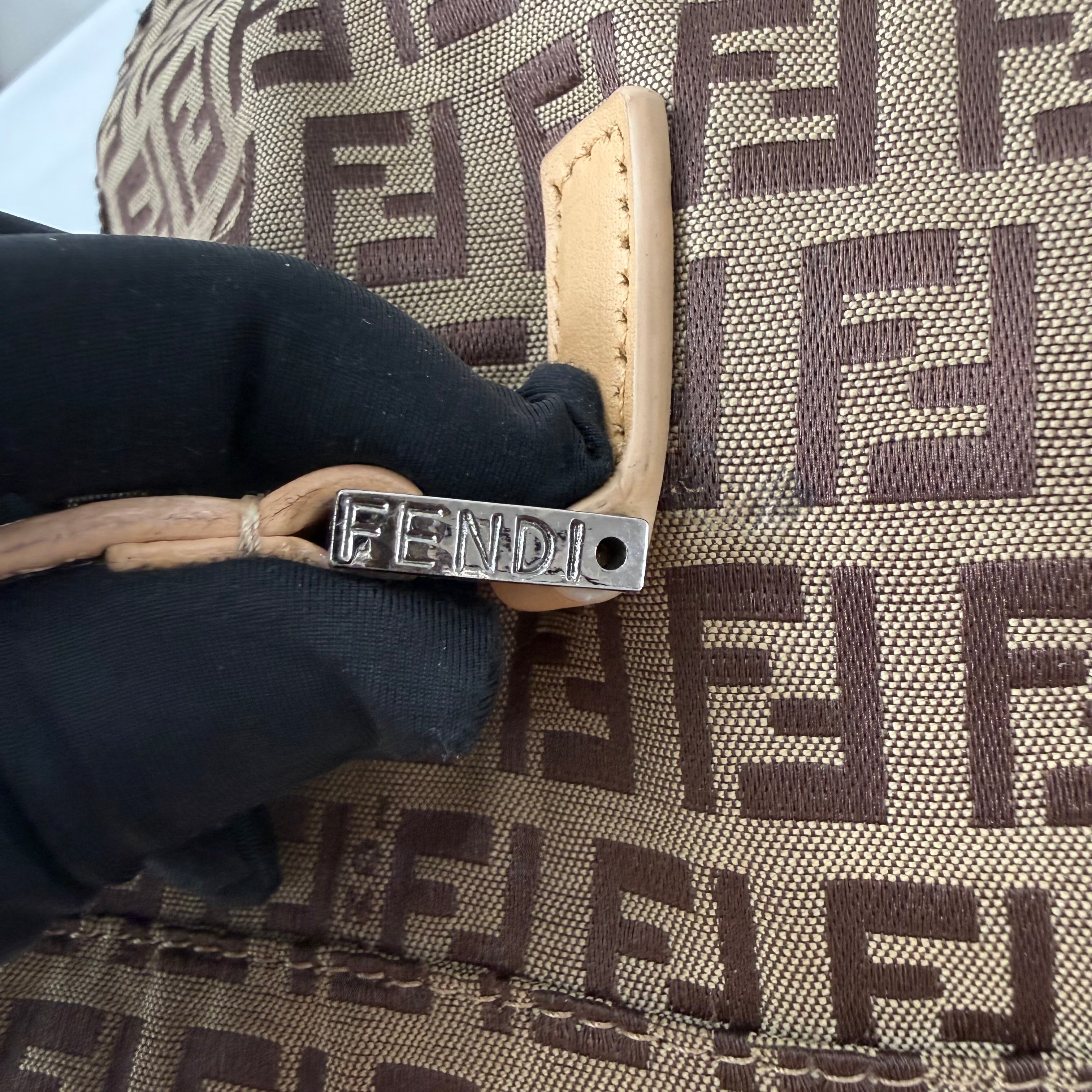 Fendi Vintage Brown Zucchino Canvas Tote