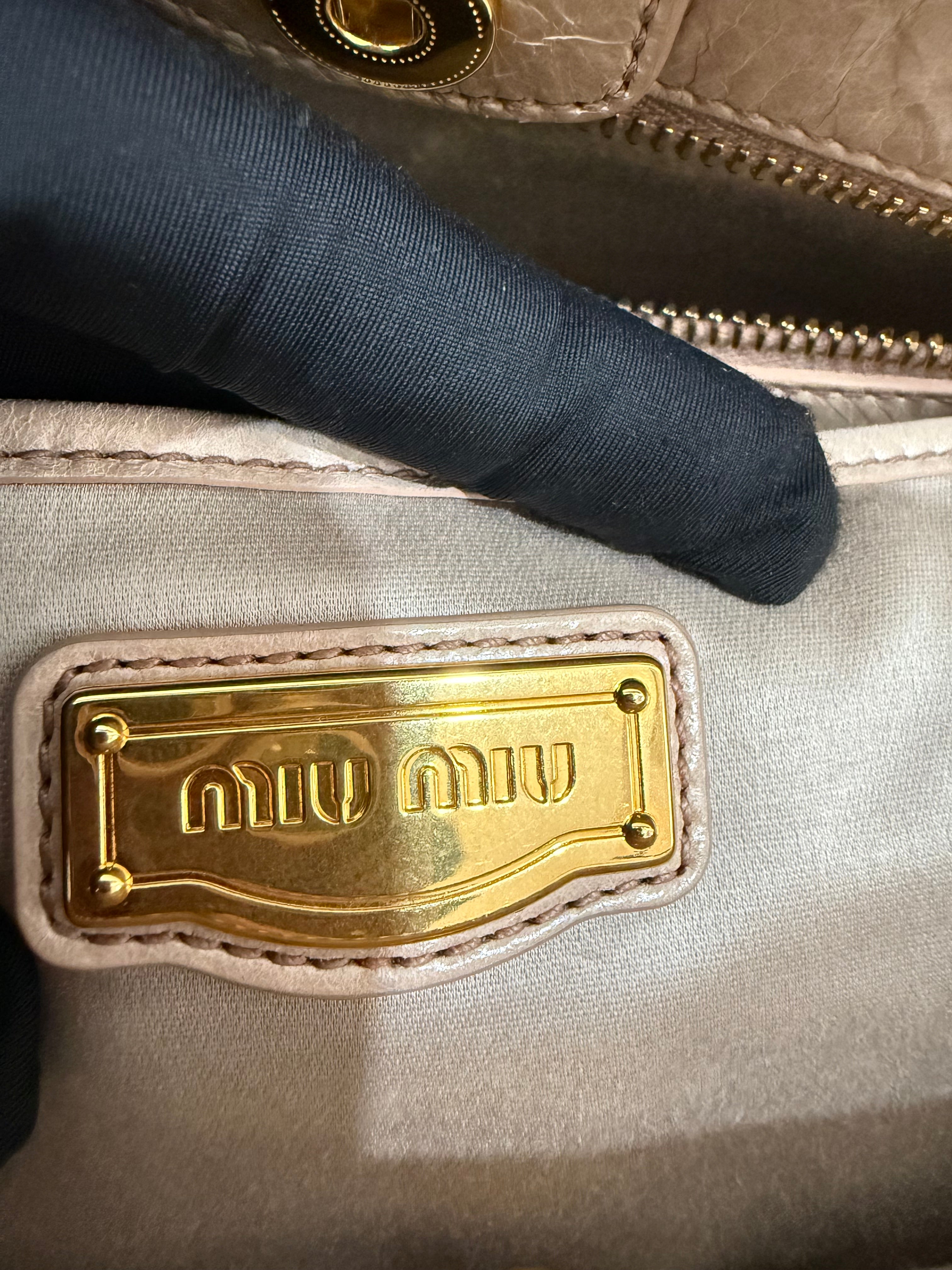 Miu Miu Nude Colour Vitello Lux Bowler Bag