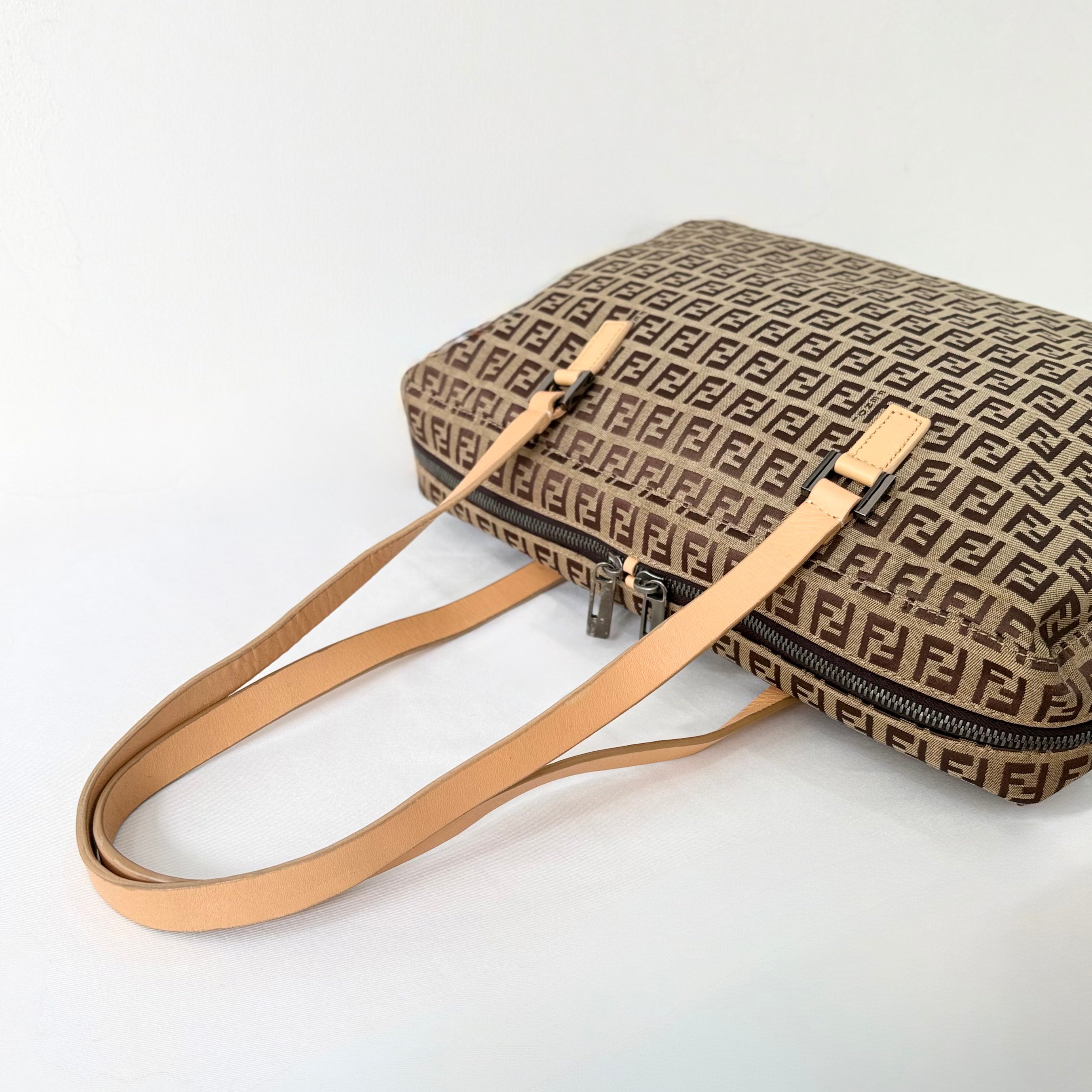 Fendi Vintage Brown Zucchino Canvas Tote