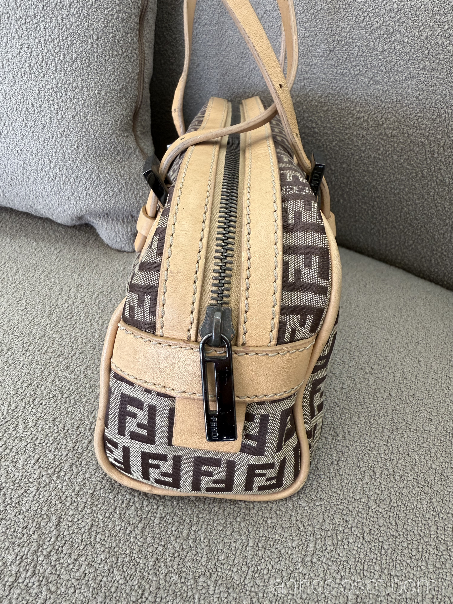 Fendi Vintage Brown Zucchino Canvas Handbag Dark brown