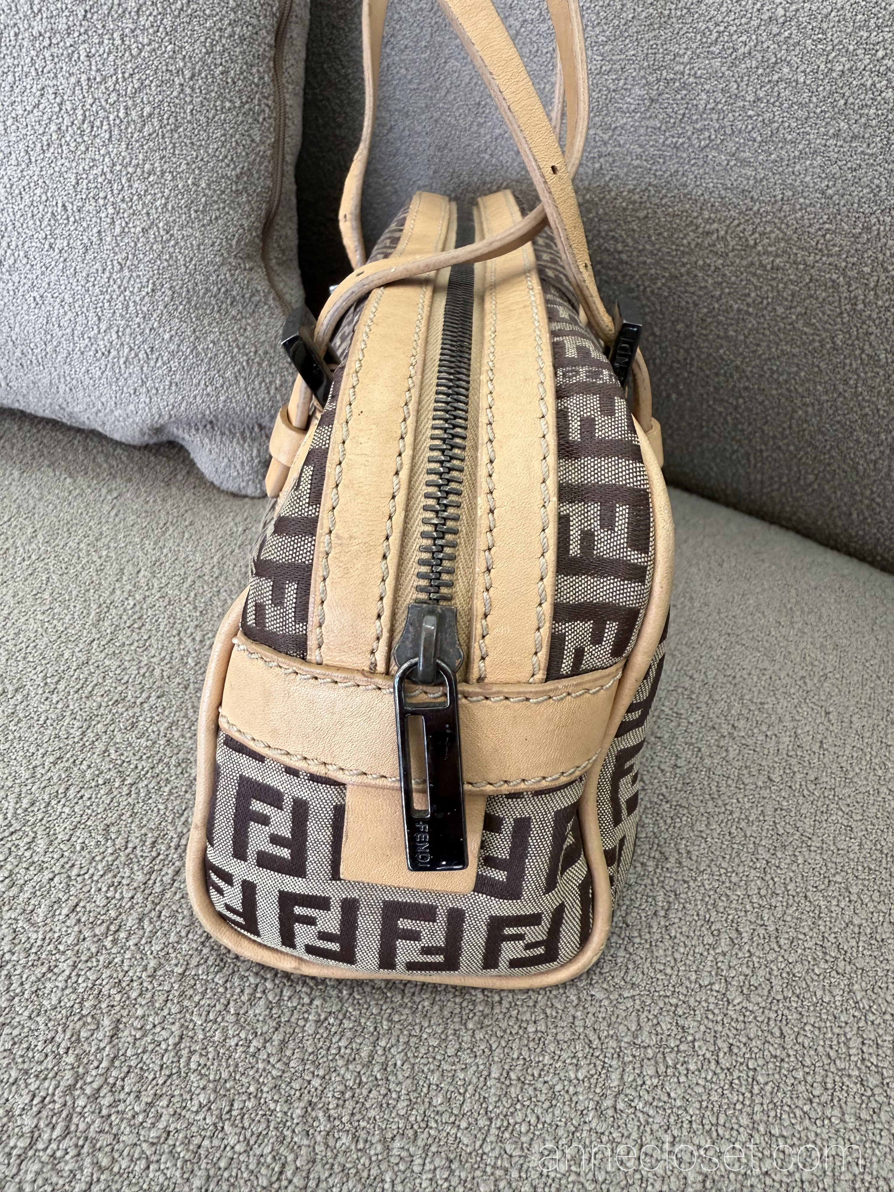 Fendi Vintage Brown Zucchino Canvas Handbag Dark brown