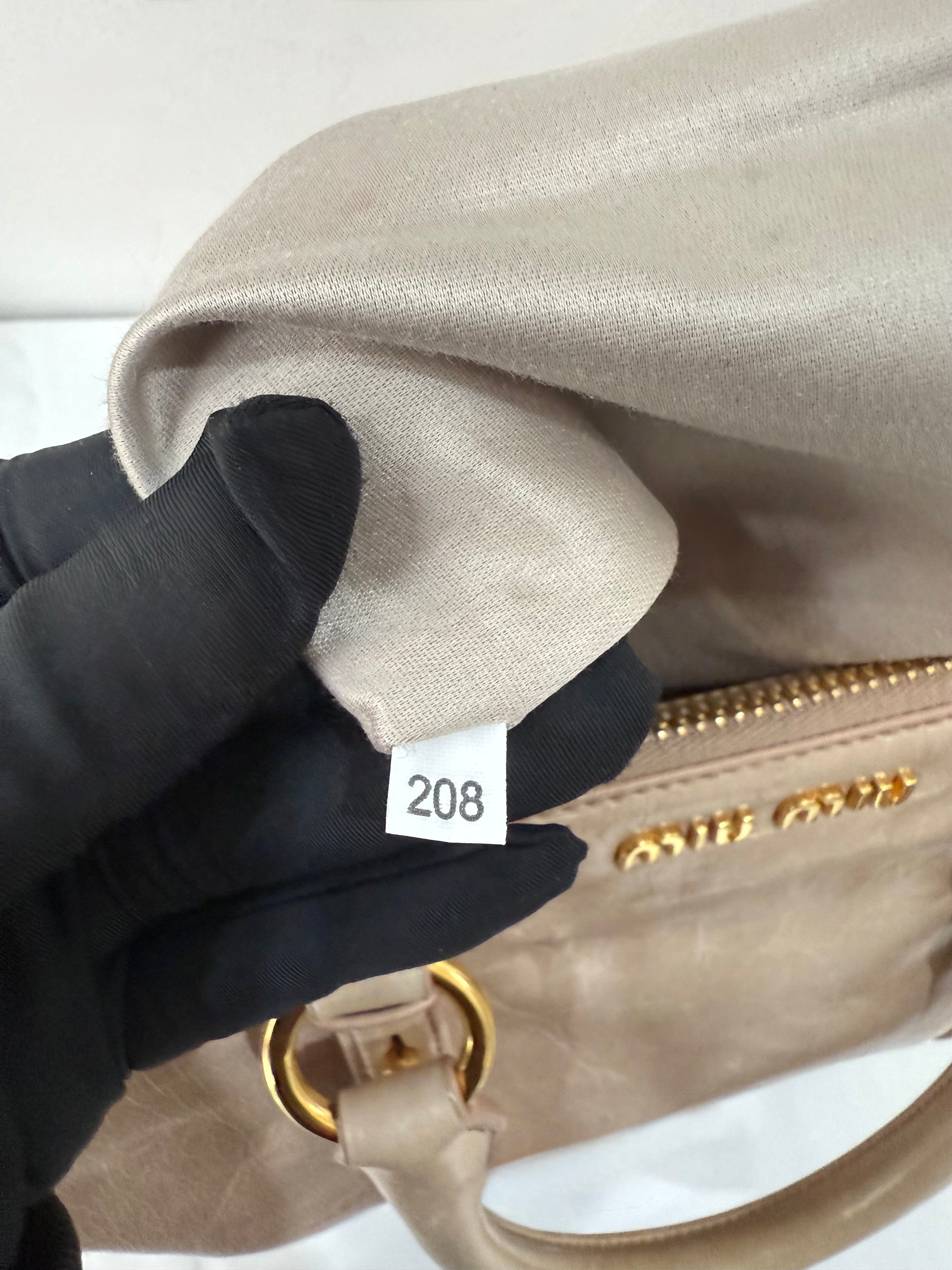 Miu Miu Nude Colour Vitello Lux Bowler Bag