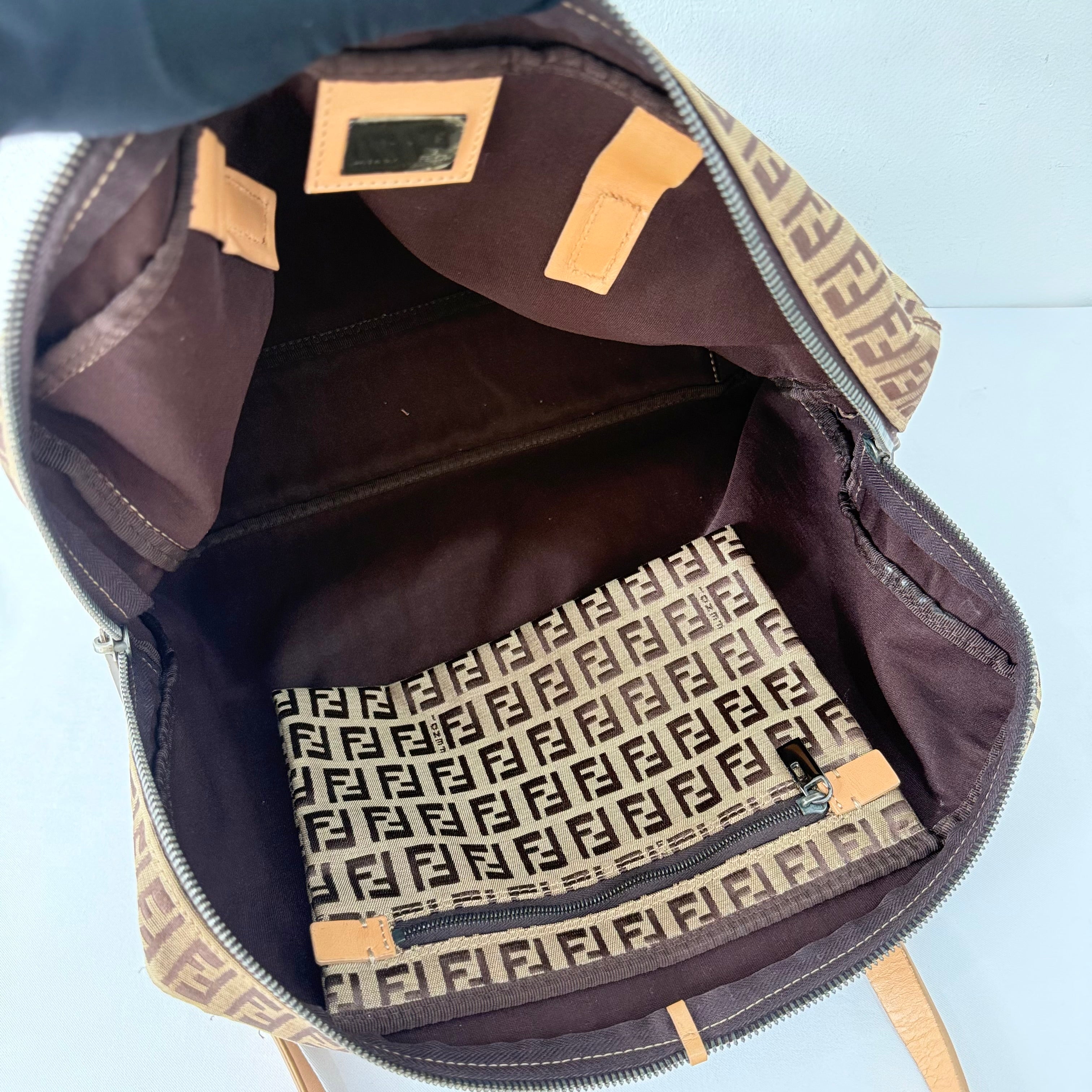 Fendi Vintage Brown Zucchino Canvas Tote