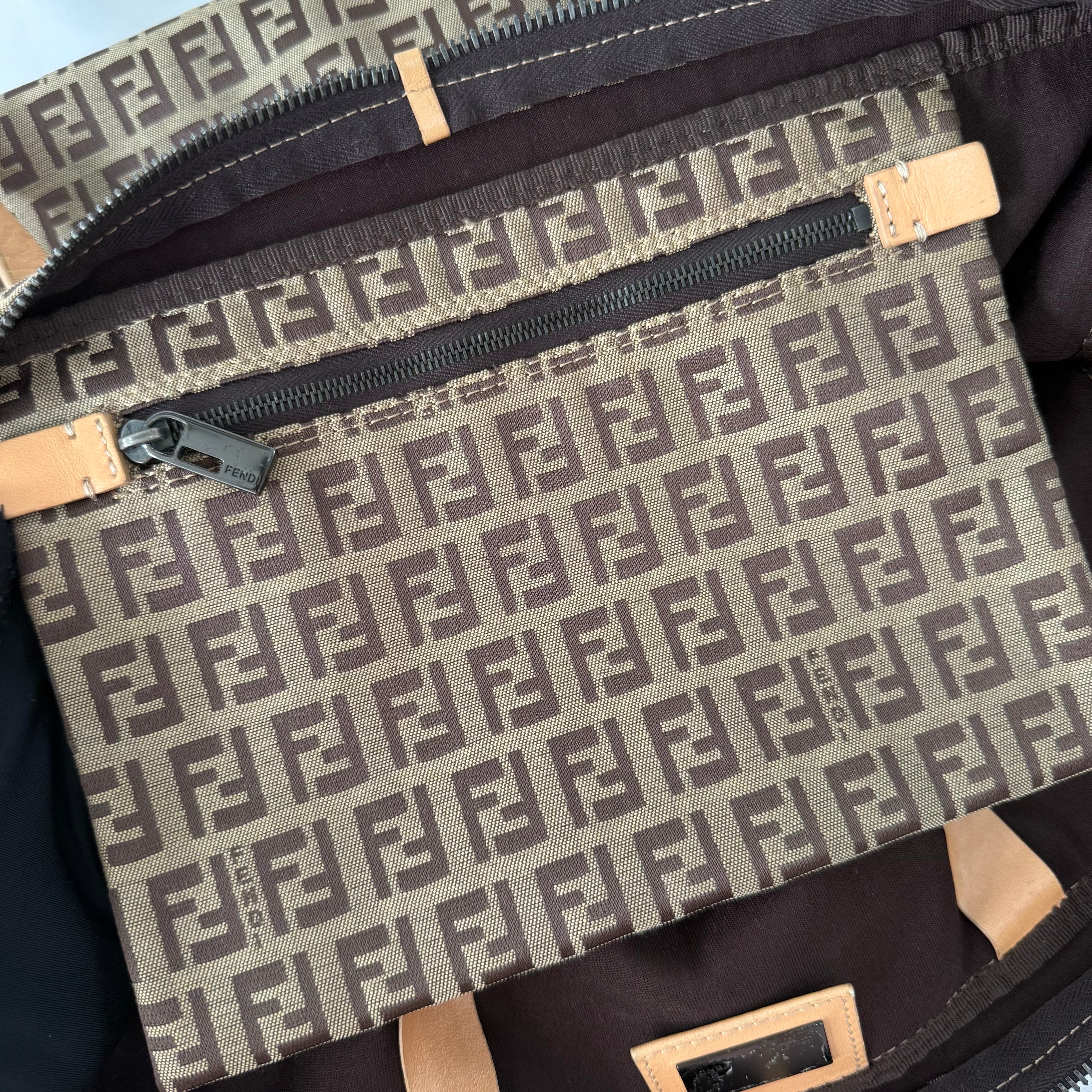 Fendi Vintage Brown Zucchino Canvas Tote