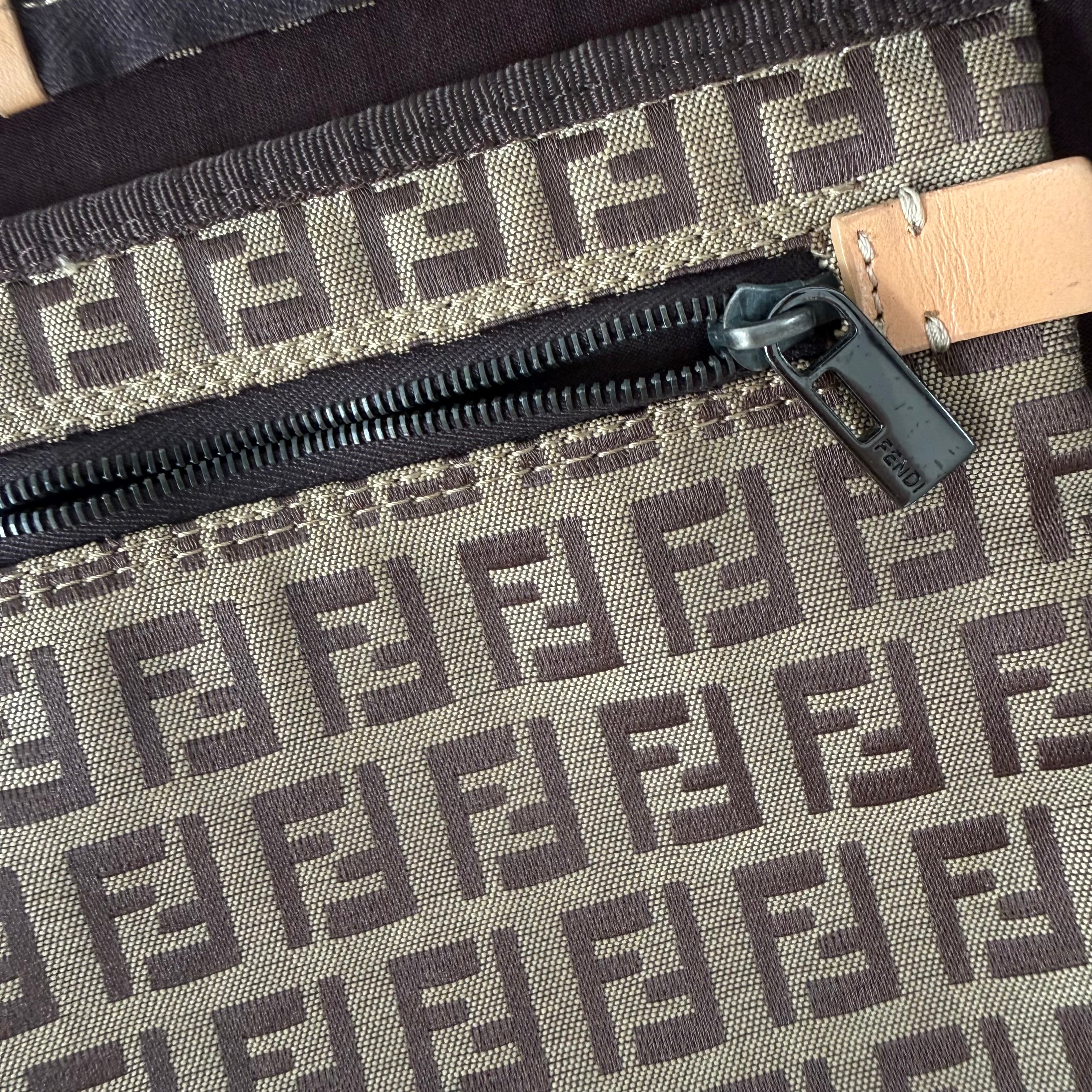 Fendi Vintage Brown Zucchino Canvas Tote