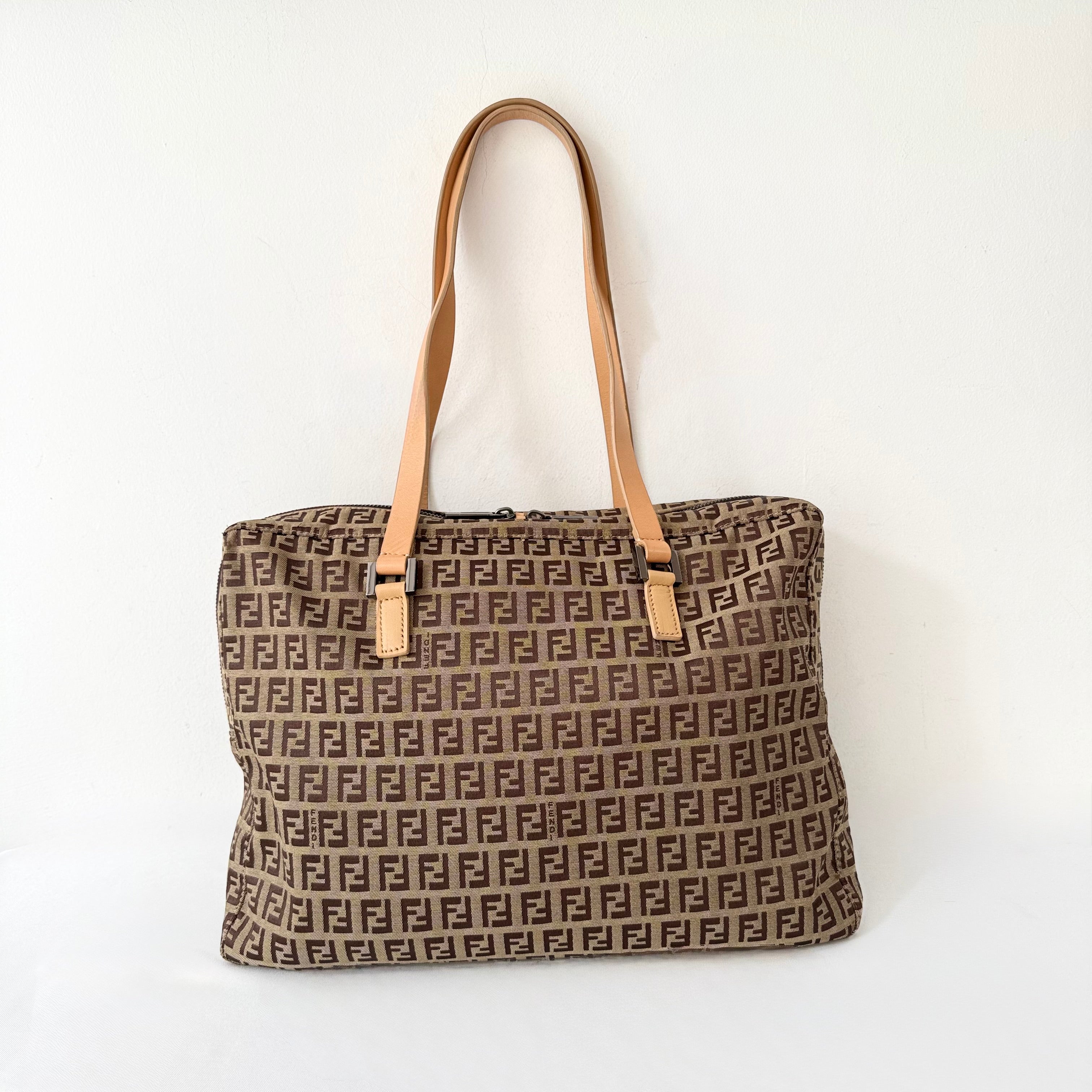 Fendi Vintage Brown Zucchino Canvas Tote