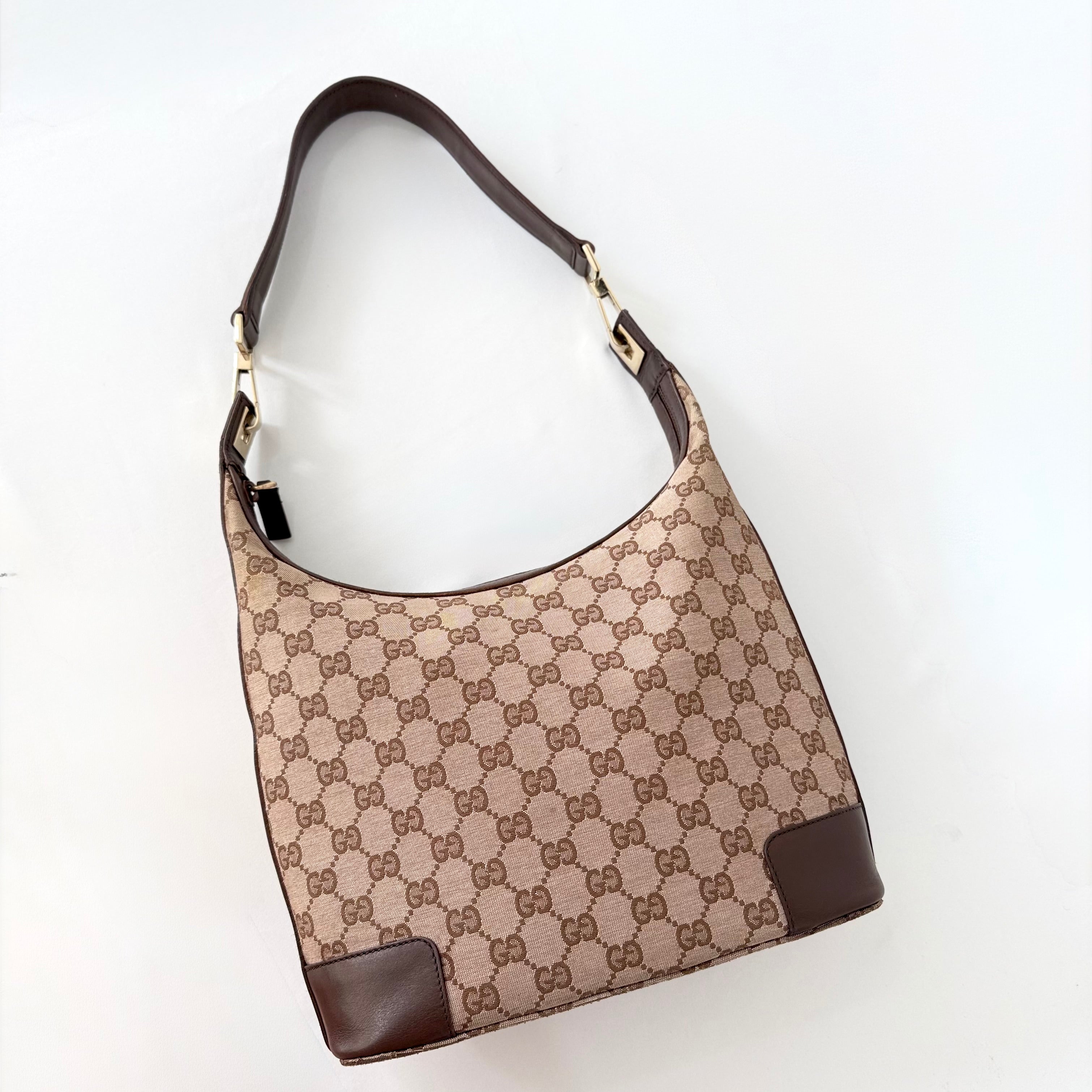 Gucci GG Brown Canvas Hobo Shoulder Bag
