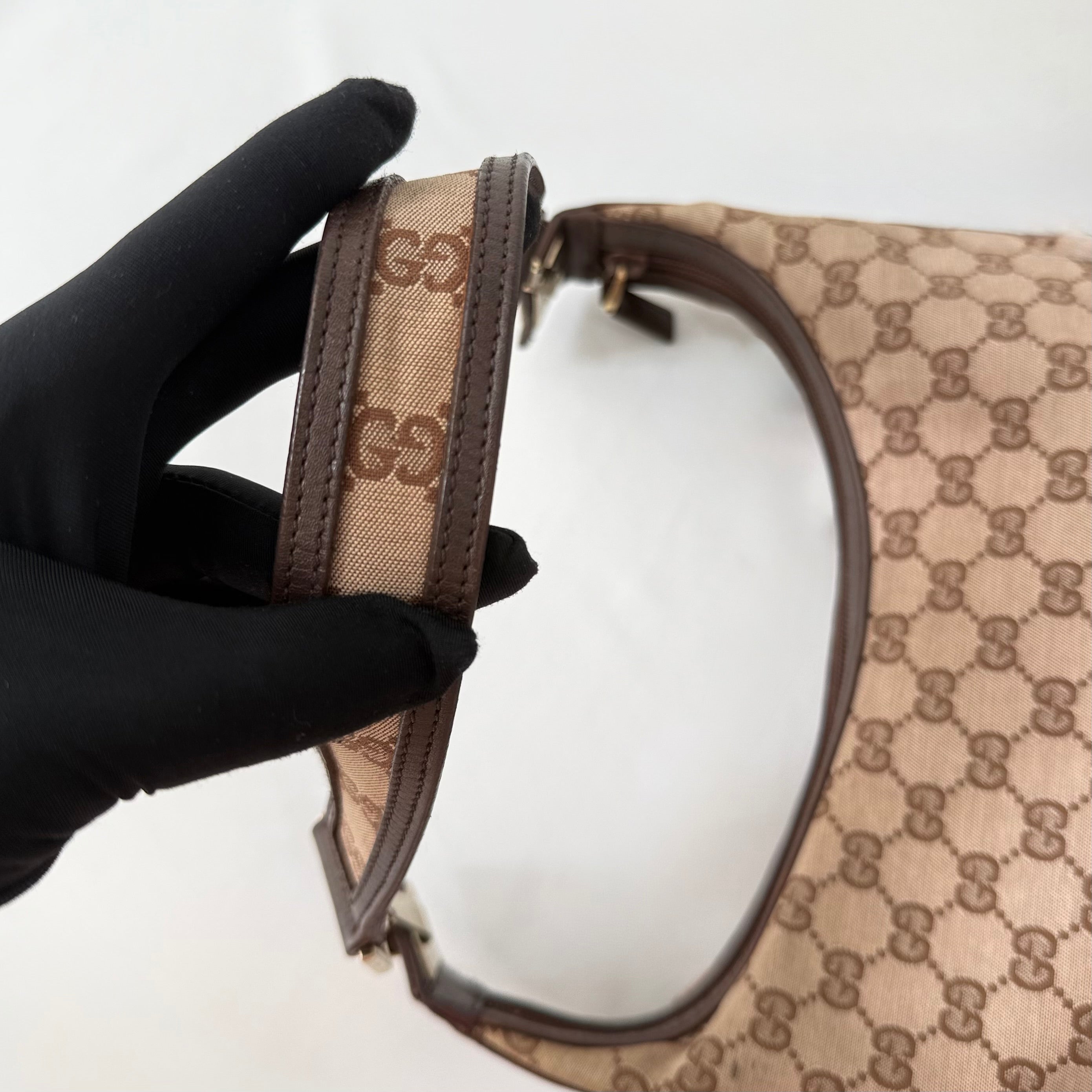 Gucci GG Brown Canvas Hobo Shoulder Bag