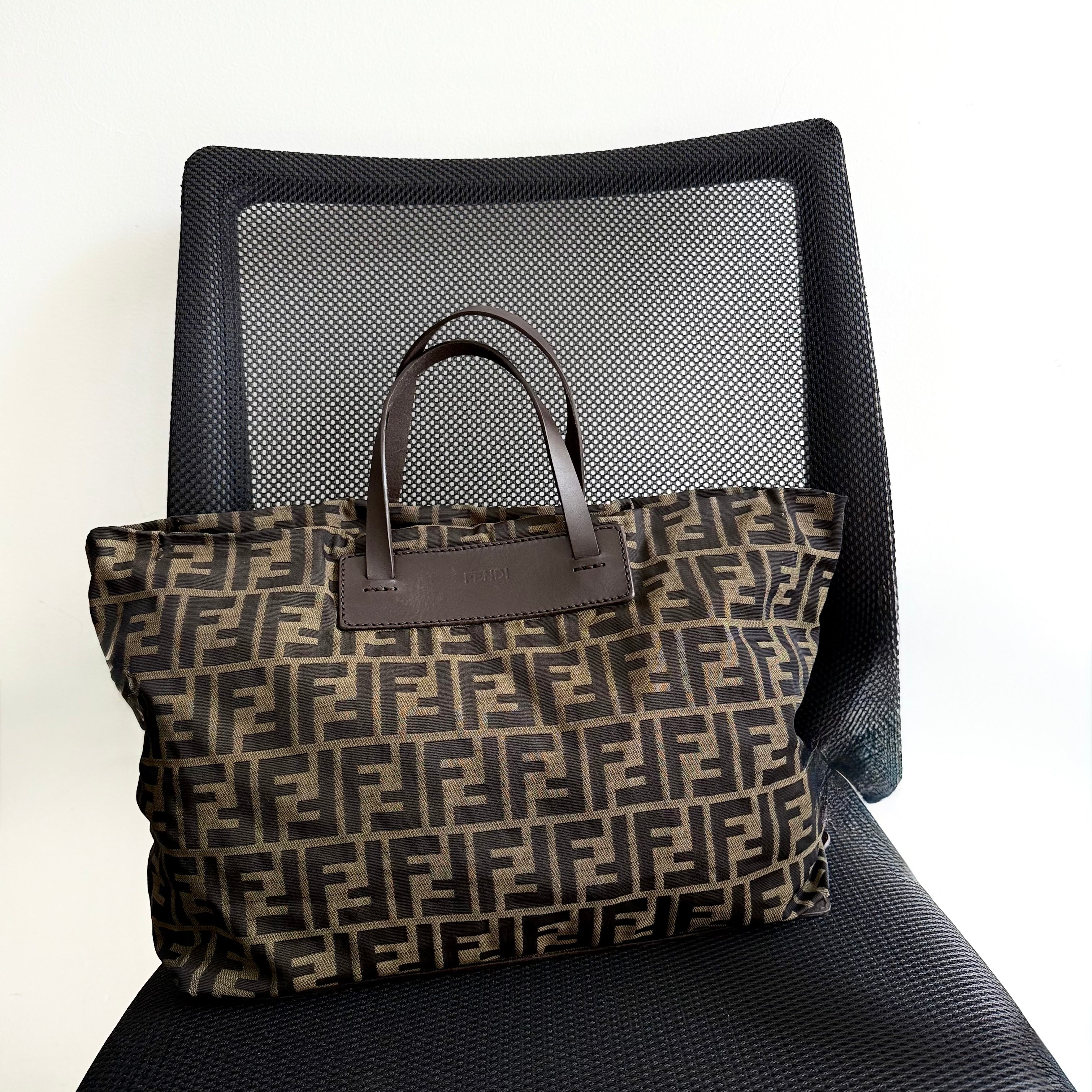 Fendi Brown Zucca FF Canvas Leather Trim