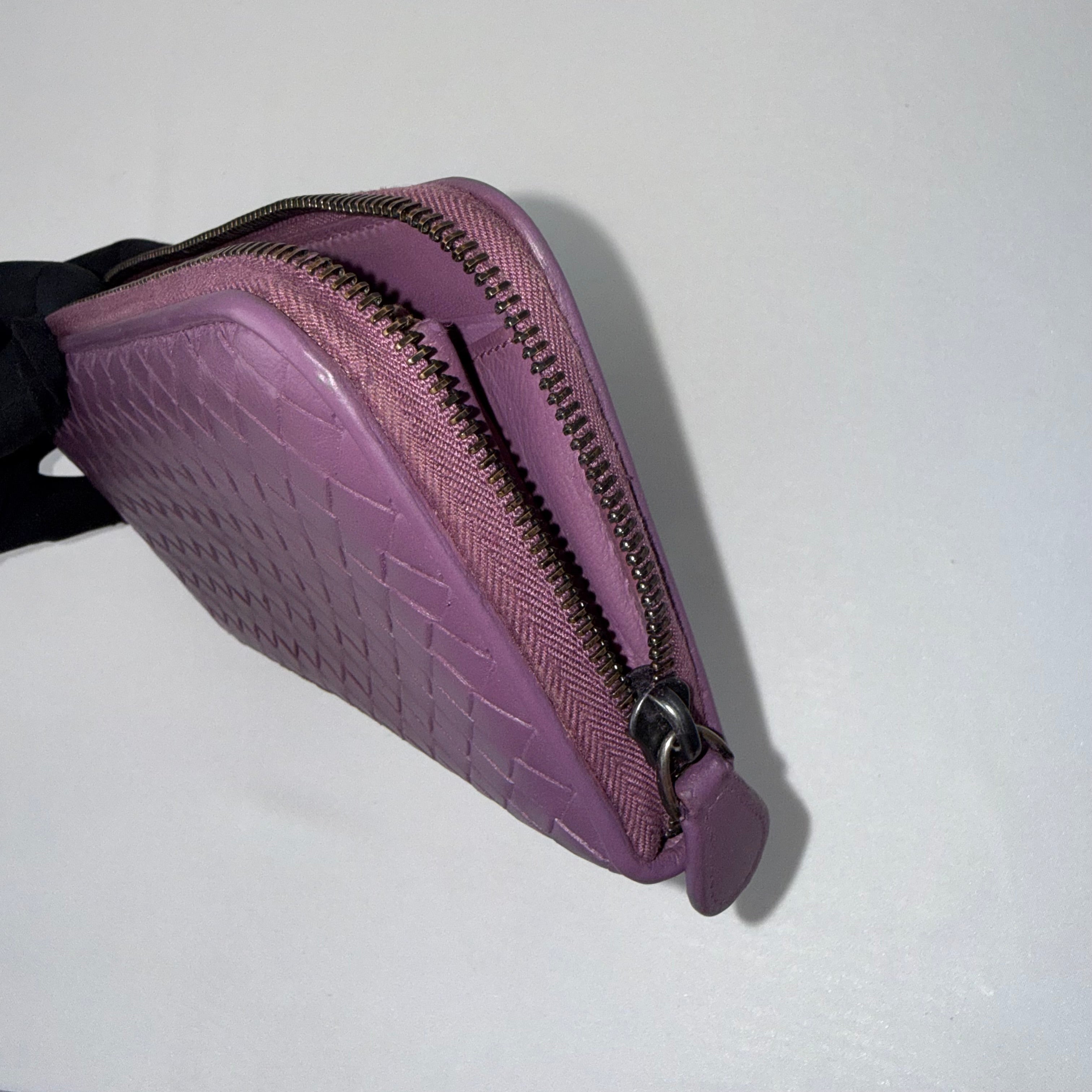 Bottega Veneta Nappa Intrecciato Zip Around Wallet Aubergine