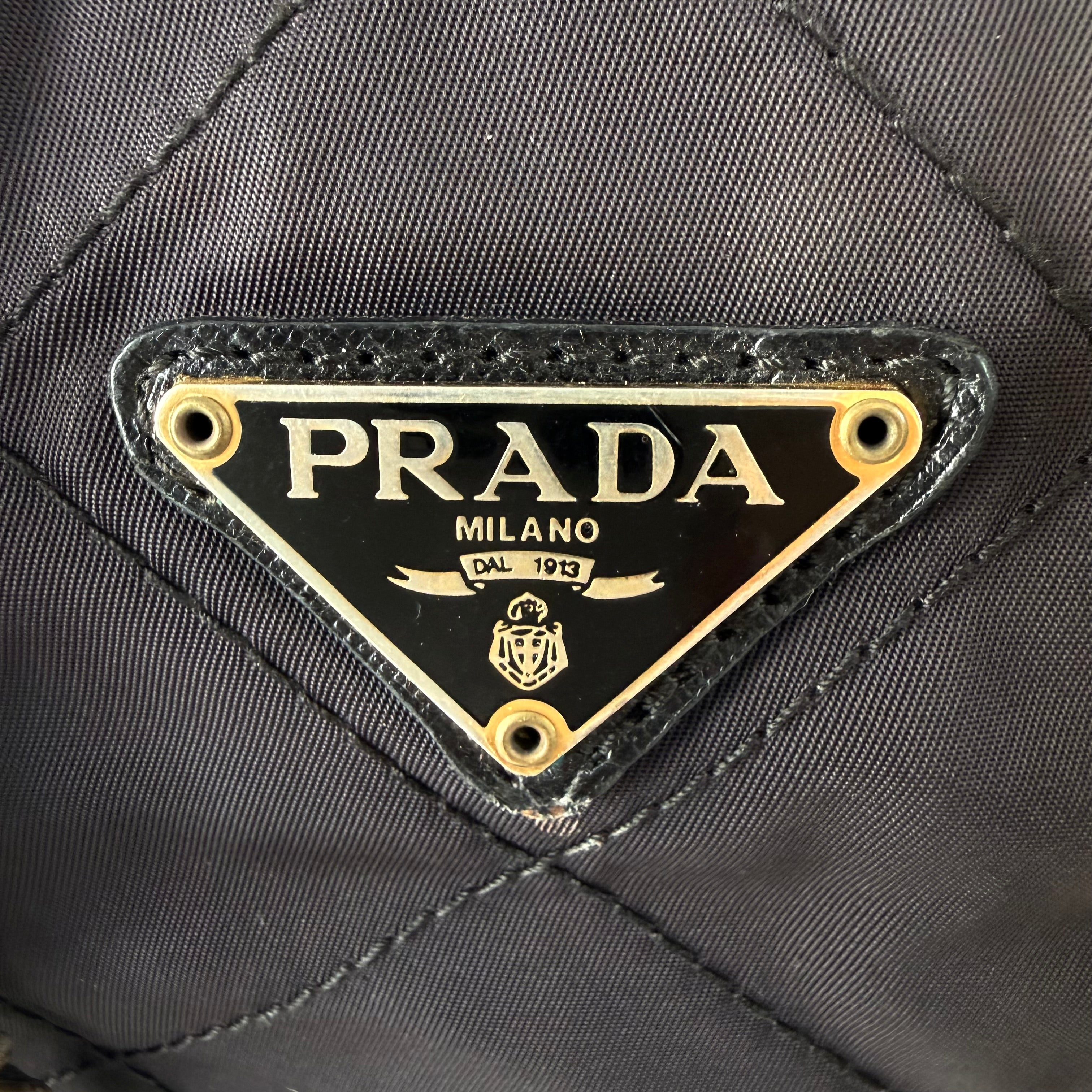 PRADA Quilted Tessuto Nylon Chain Shoulder Bag