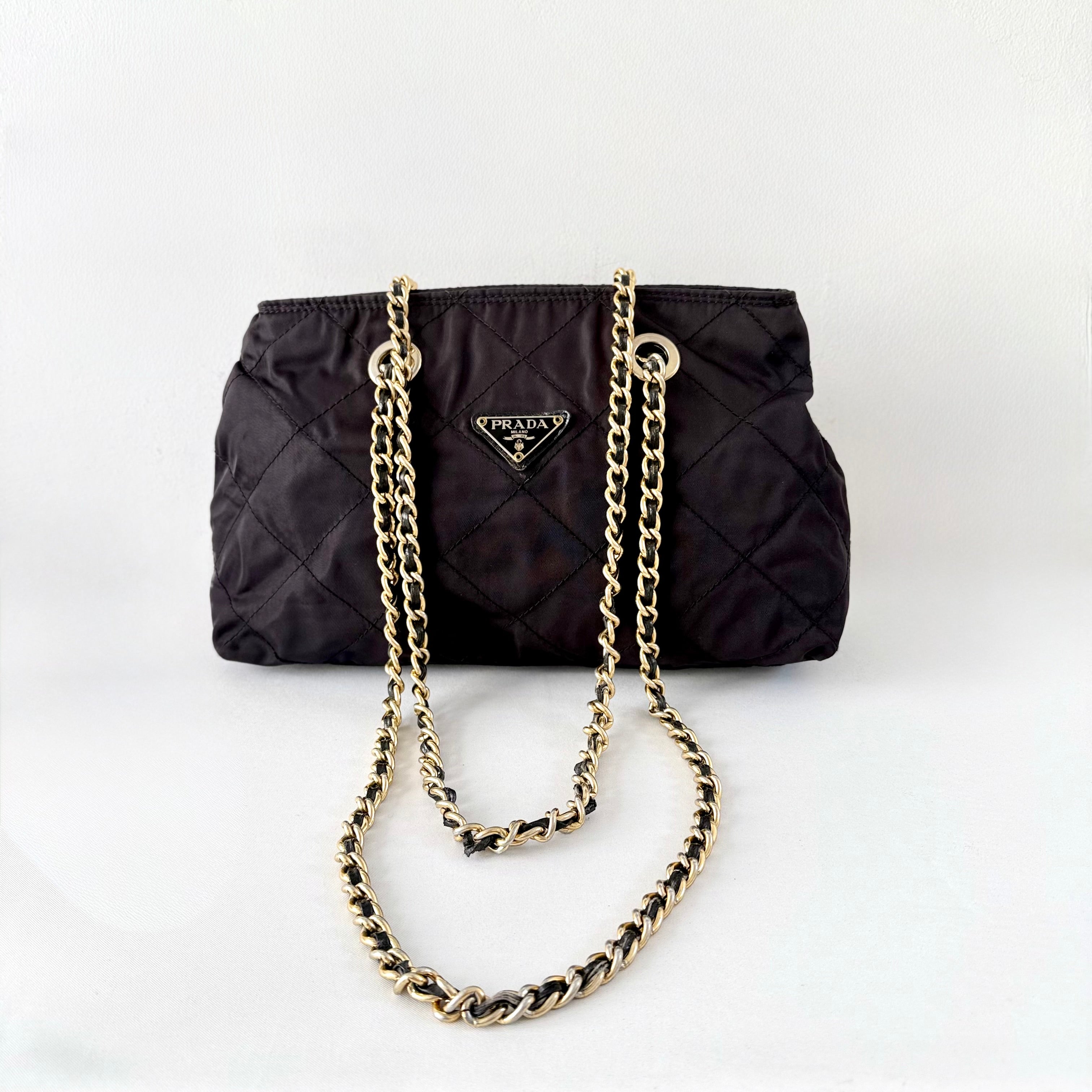 PRADA Quilted Tessuto Nylon Chain Shoulder Bag