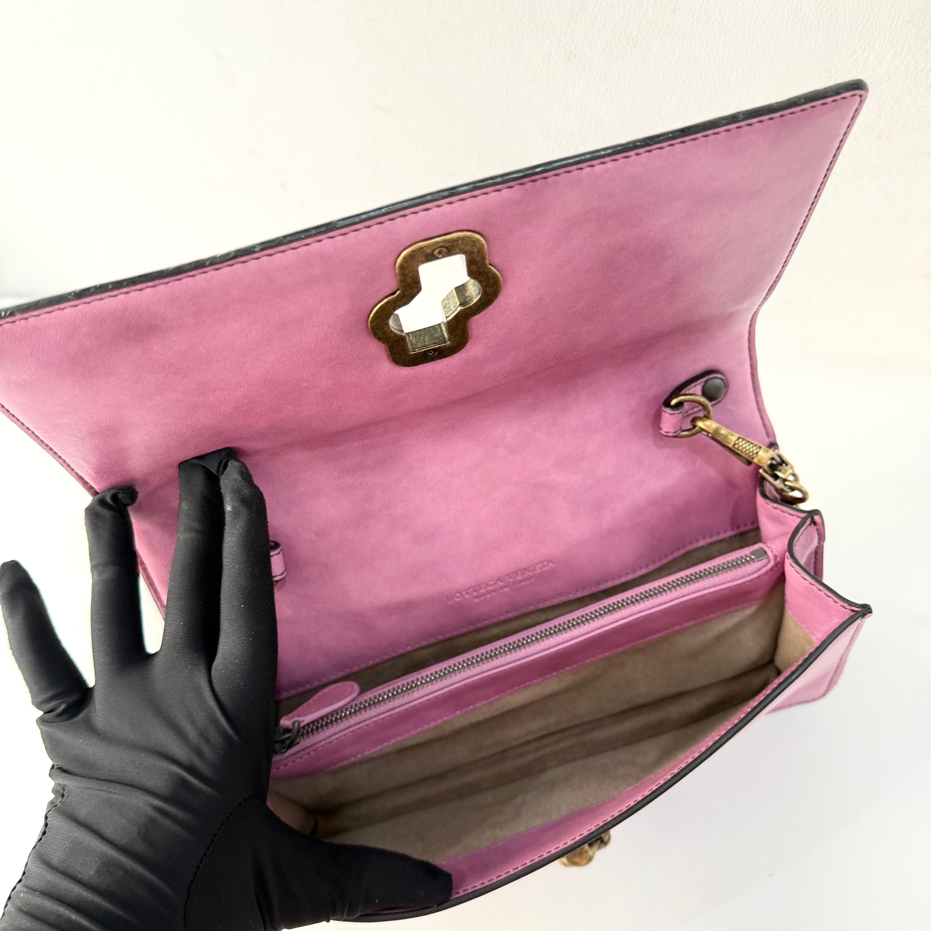 Bottega Veneta Pink Nappa Intrecciato Olimpia Knot Crossbody