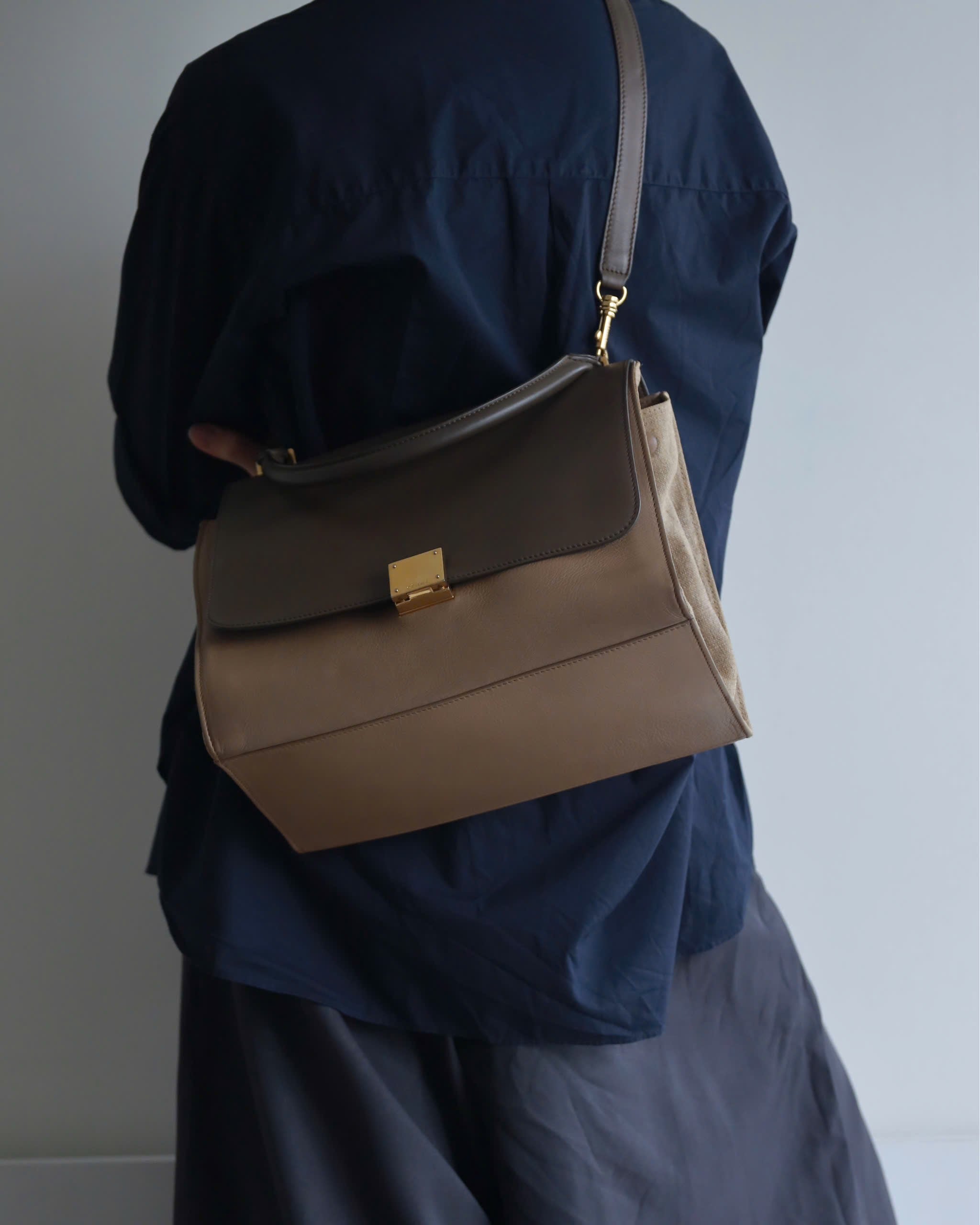 Celine Trapeze Beige Dark Brown