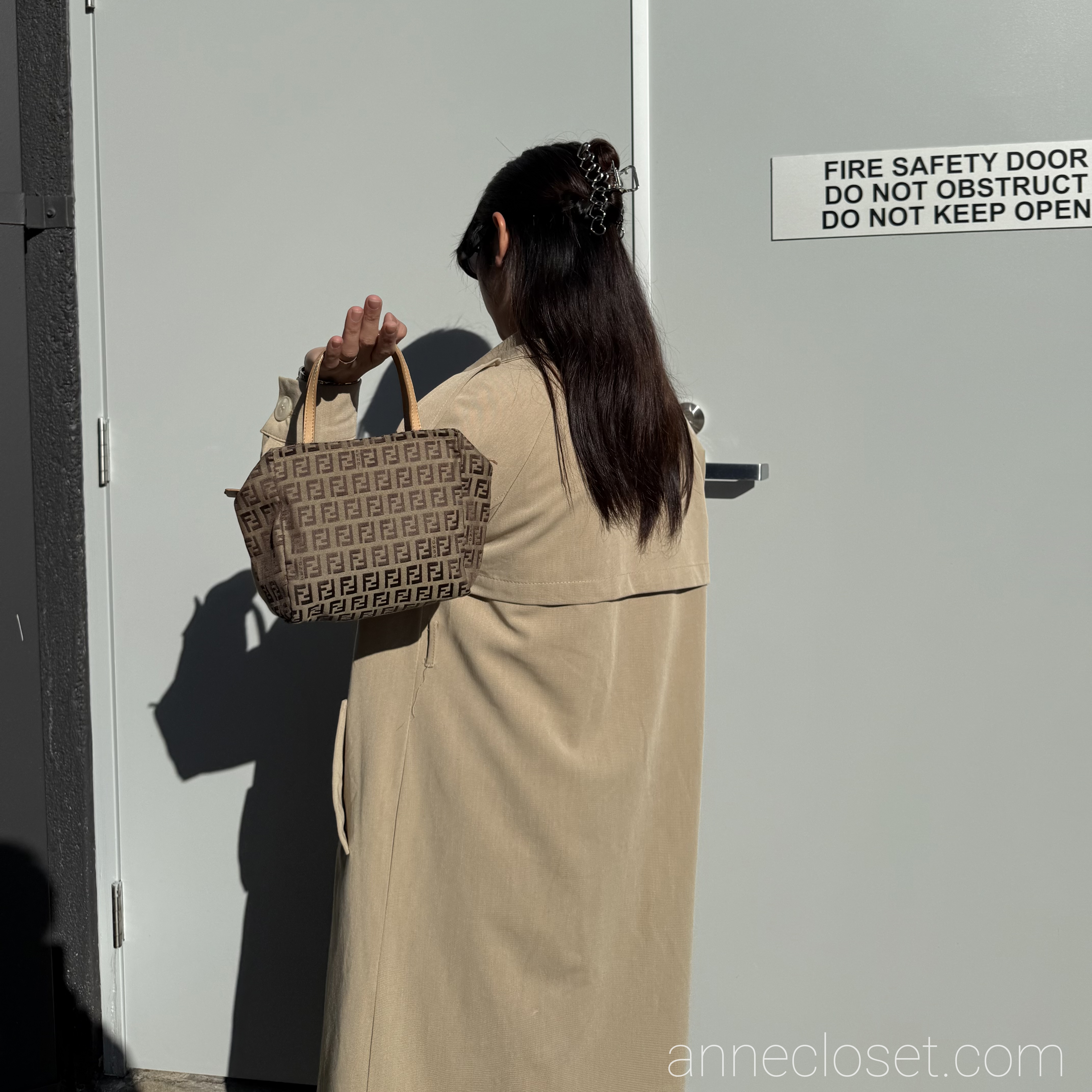 Fendi Vintage Brown Zucchino Canvas Handbag Brown