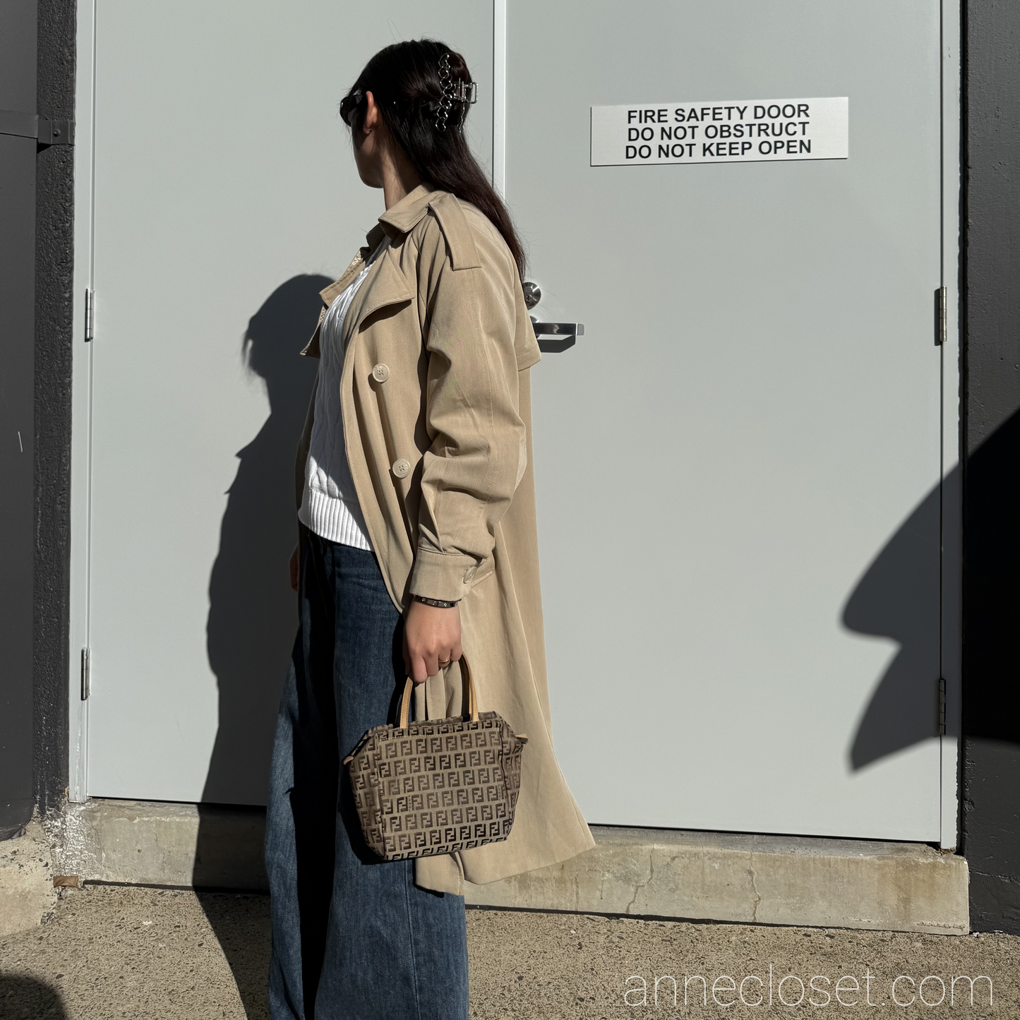 Fendi Vintage Brown Zucchino Canvas Handbag Brown
