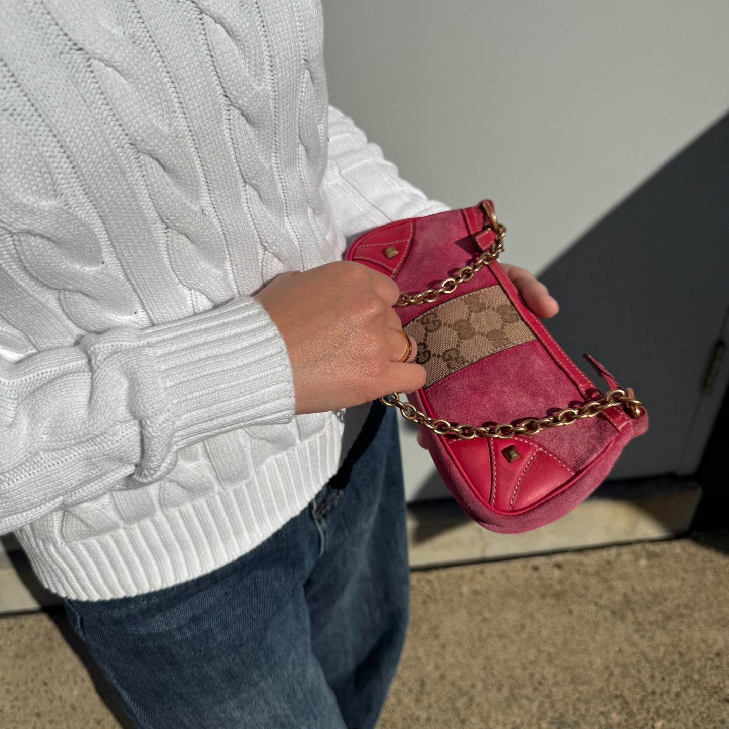 Gucci Suede Nailhead Pochette