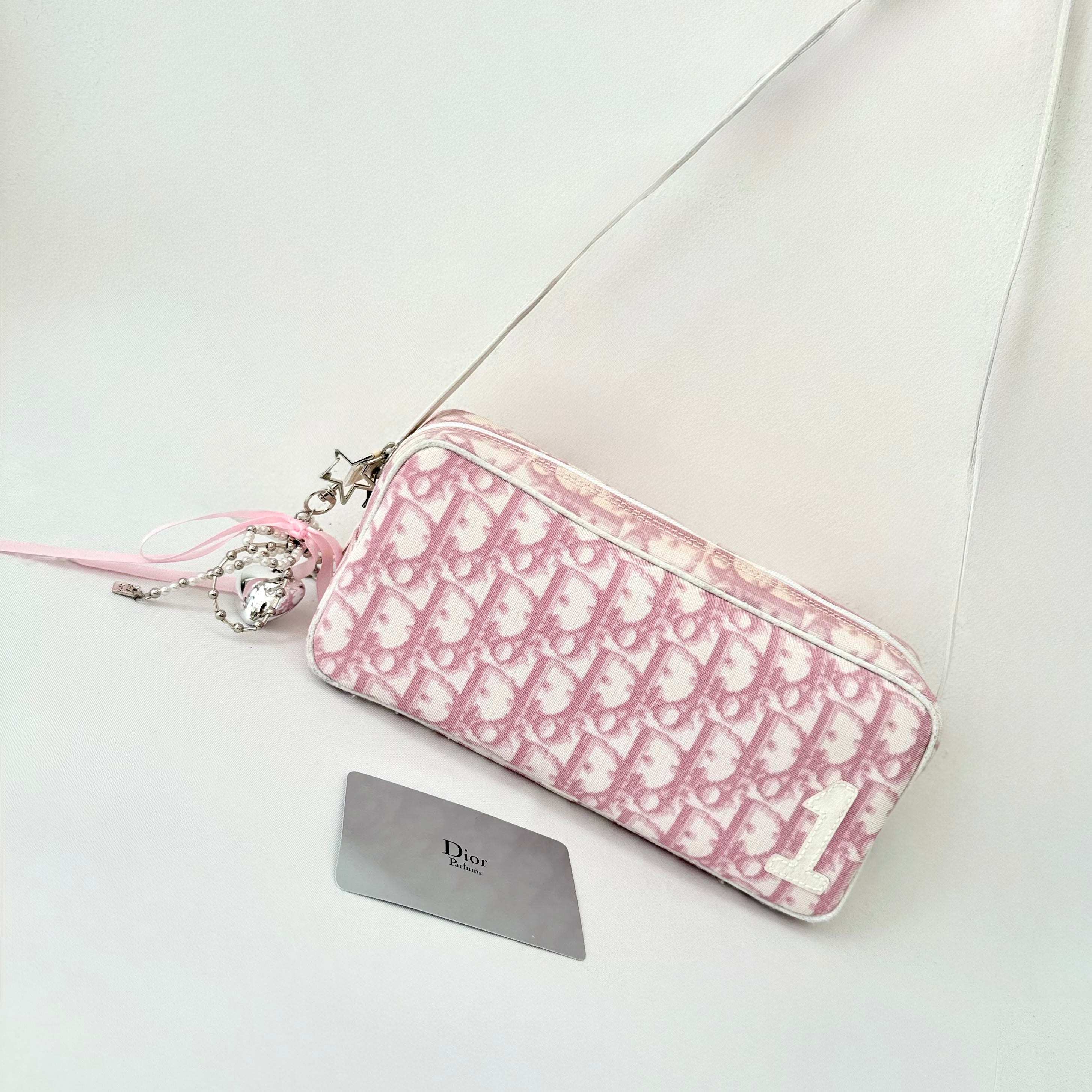 Christian Dior Girly Pink Trotter Monogram Shoulder Bag