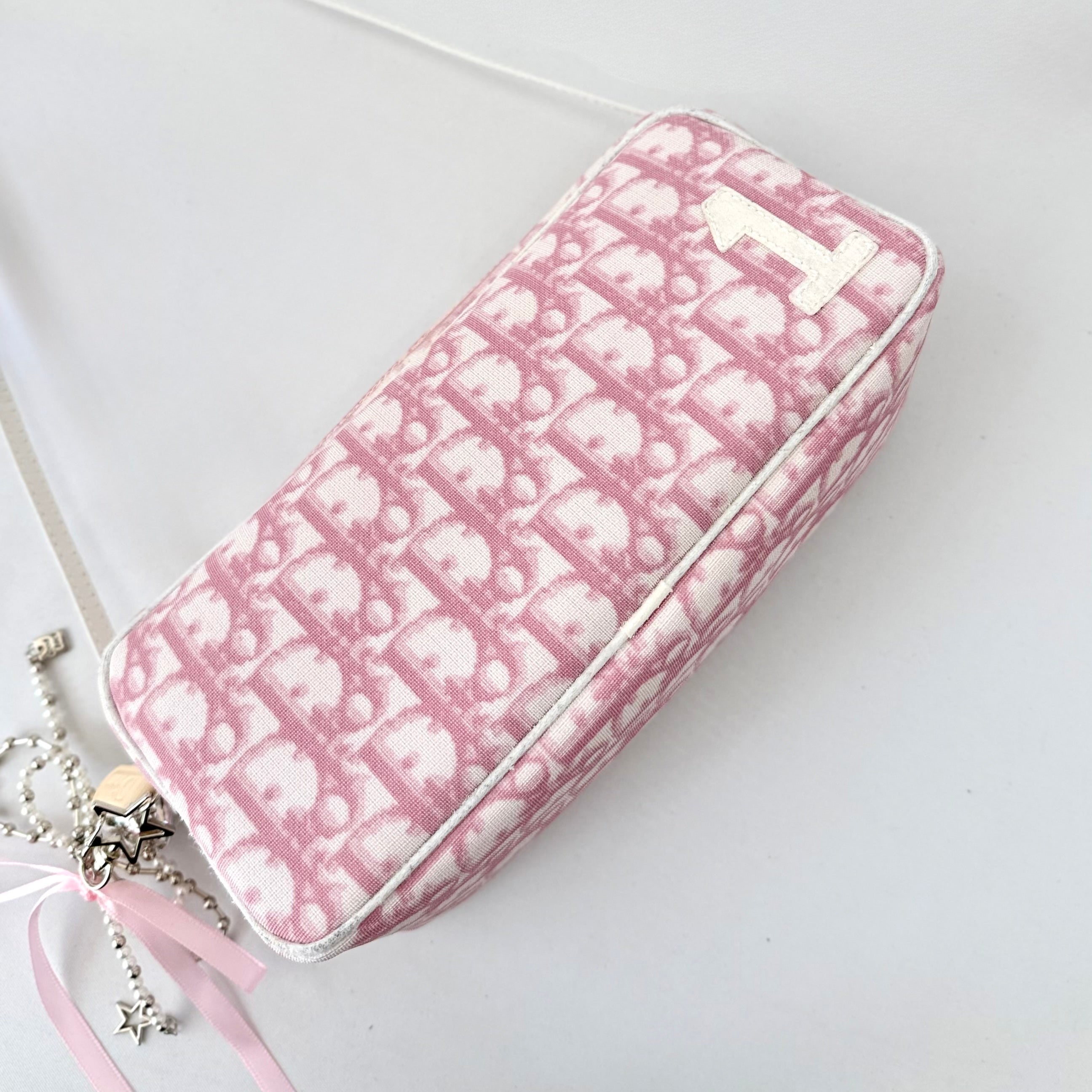 Christian Dior Girly Pink Trotter Monogram Shoulder Bag