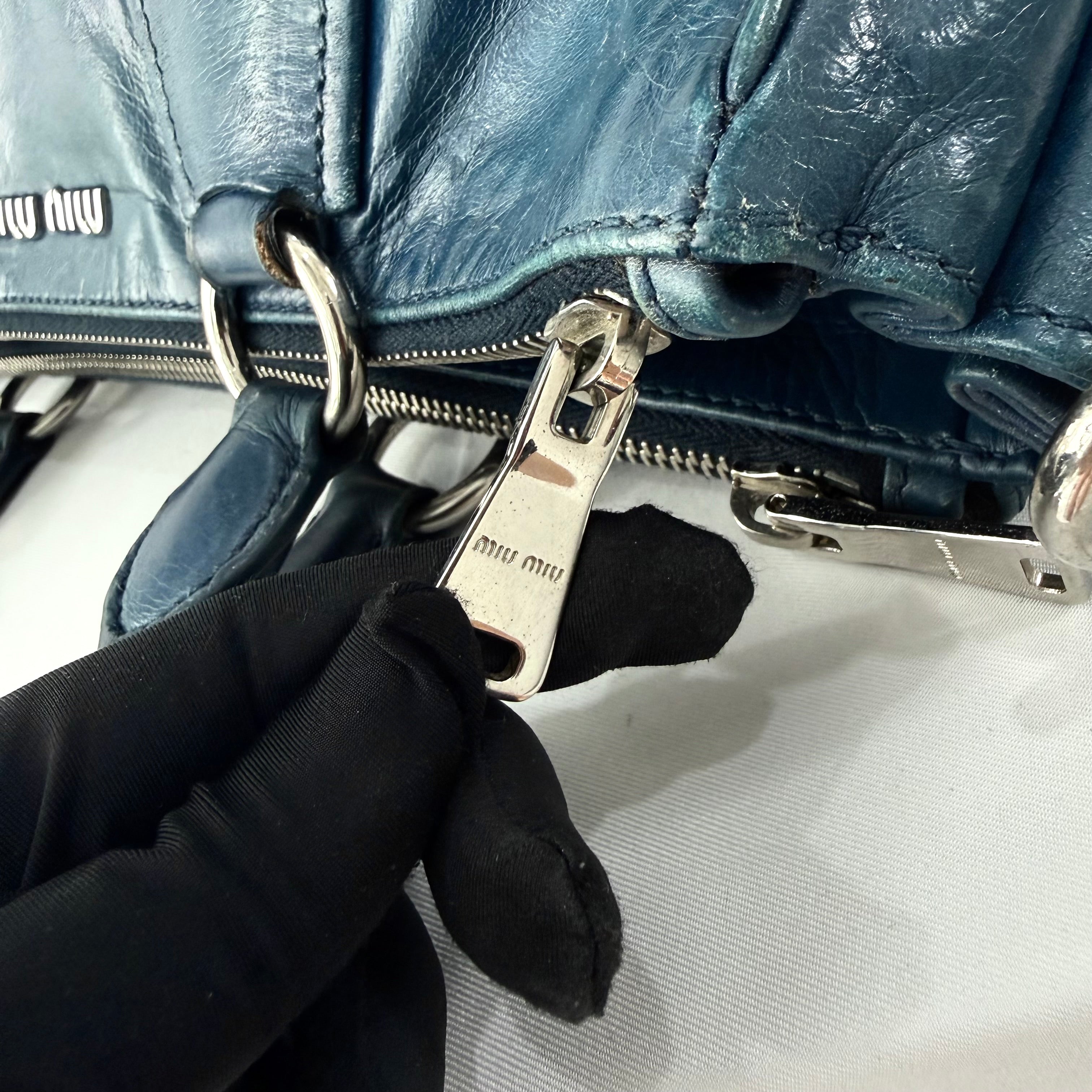 Miu Miu Double Zip Convertible Satchel Vitello Shine