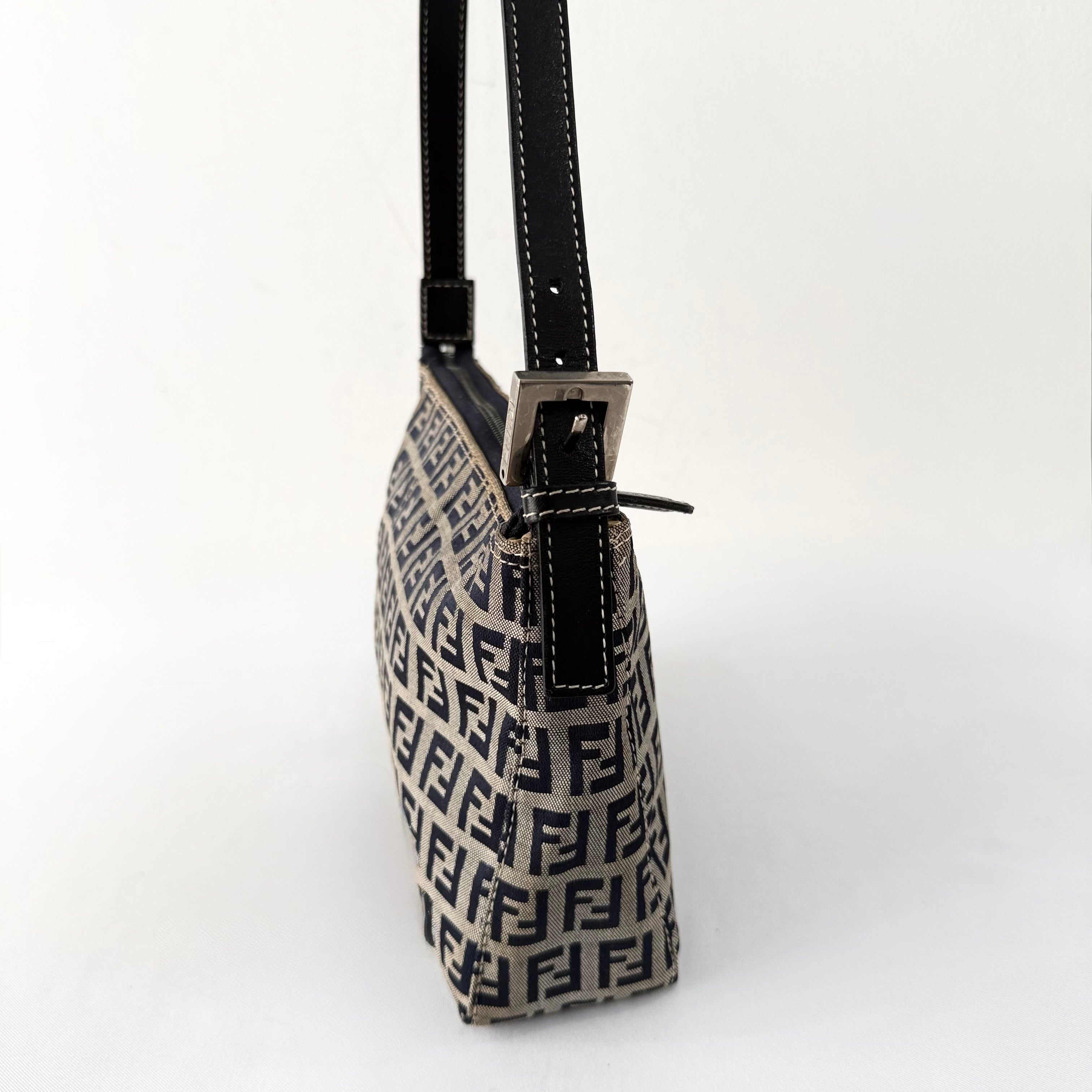 Fendi Navy & Grey Zucchino Mini Pochette Bag