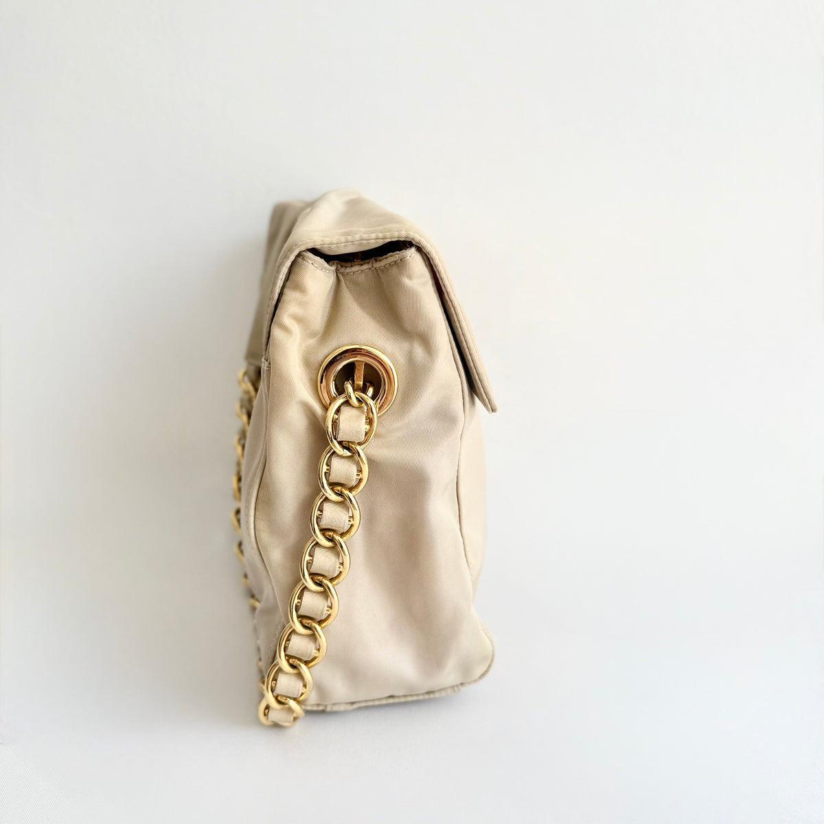 Prada Chain-Link Catena - Beige Crossbody Bag