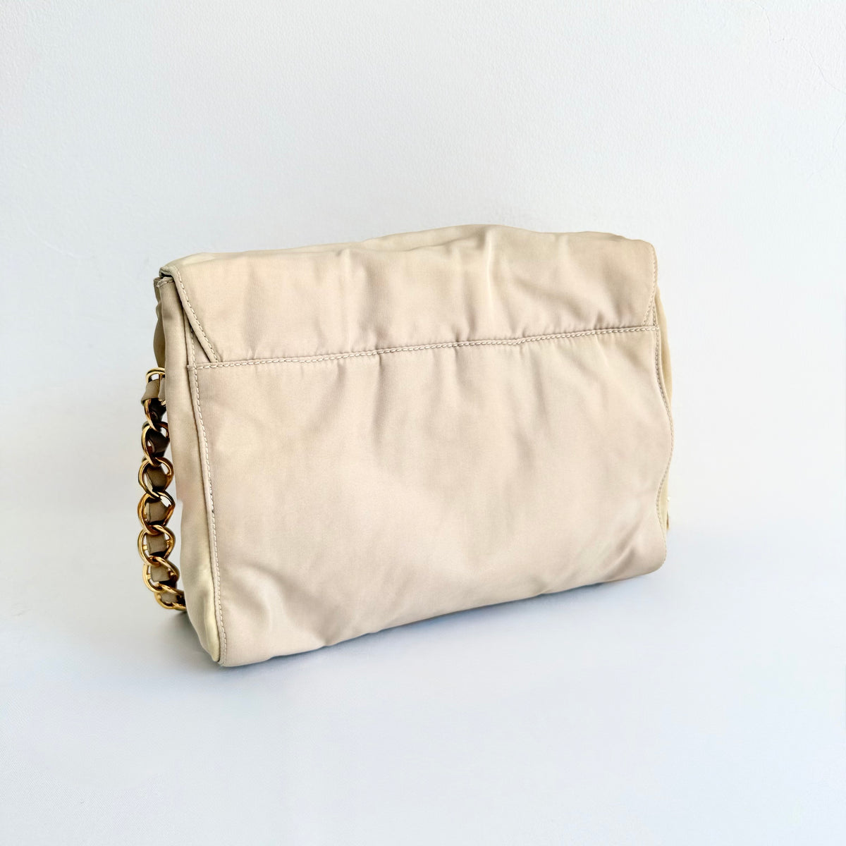 Prada Chain-Link Catena - Beige Crossbody Bag