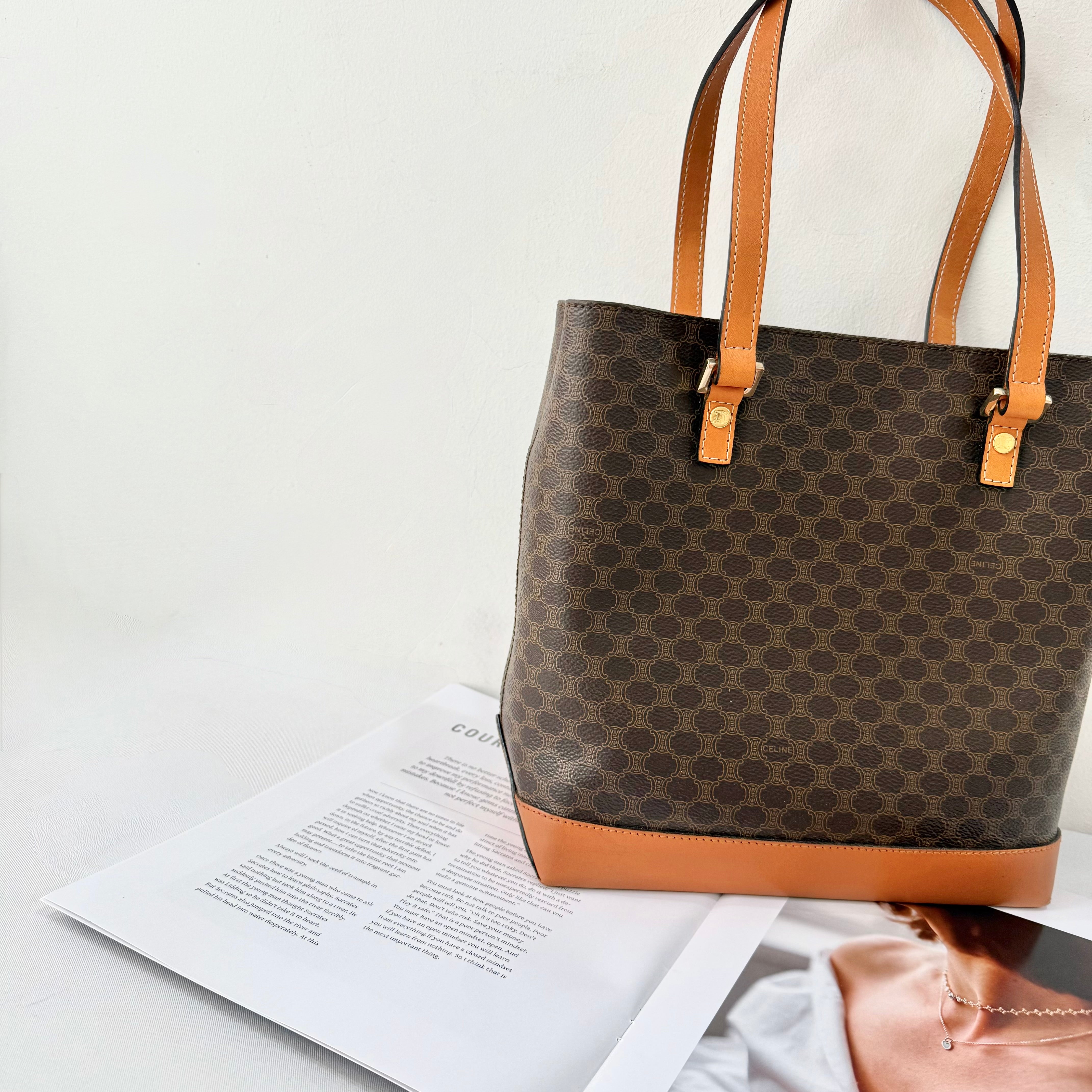 Celine Brown Macadam Triomphe Tote bag
