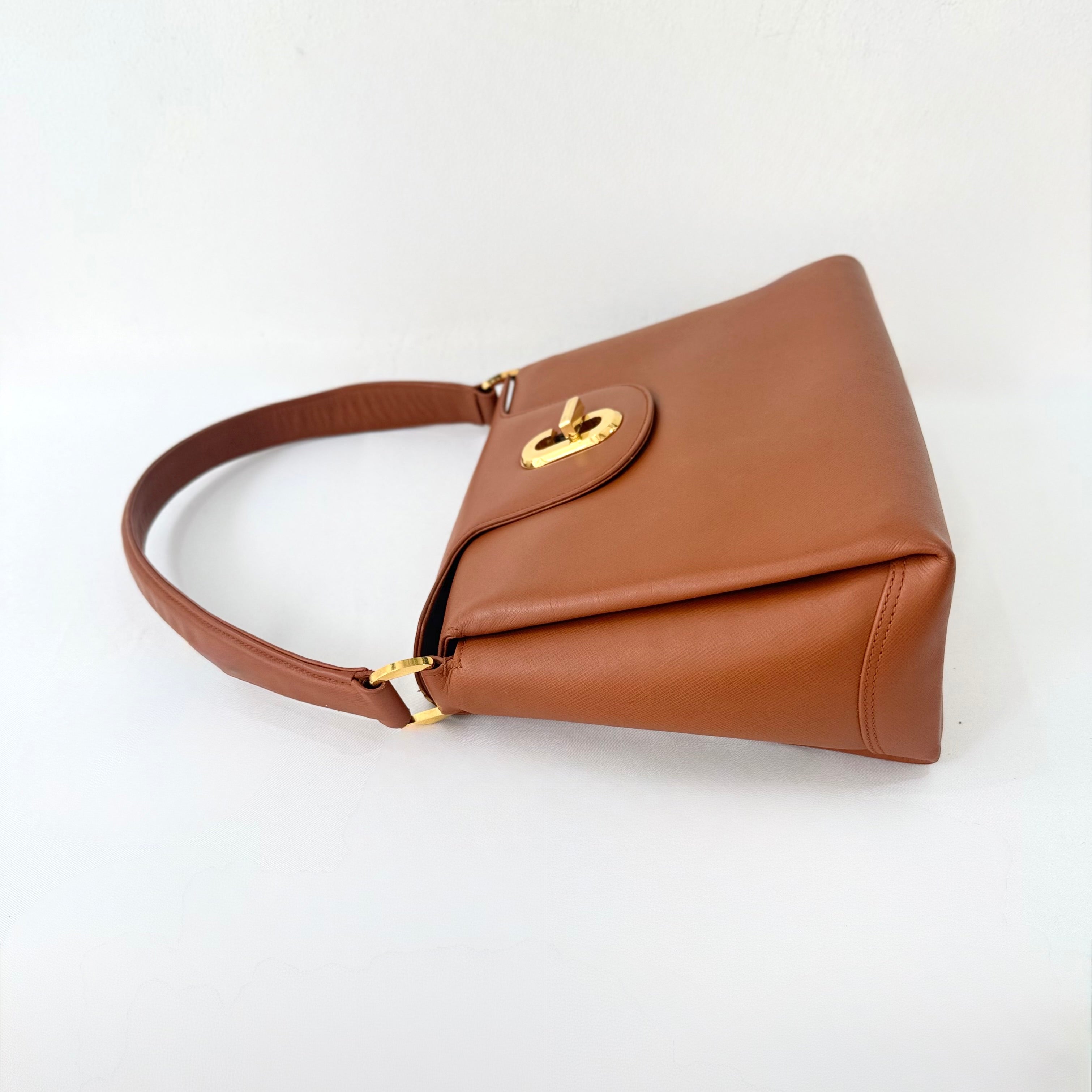 Gucci Vintage Brown Leather Turnlock Bag