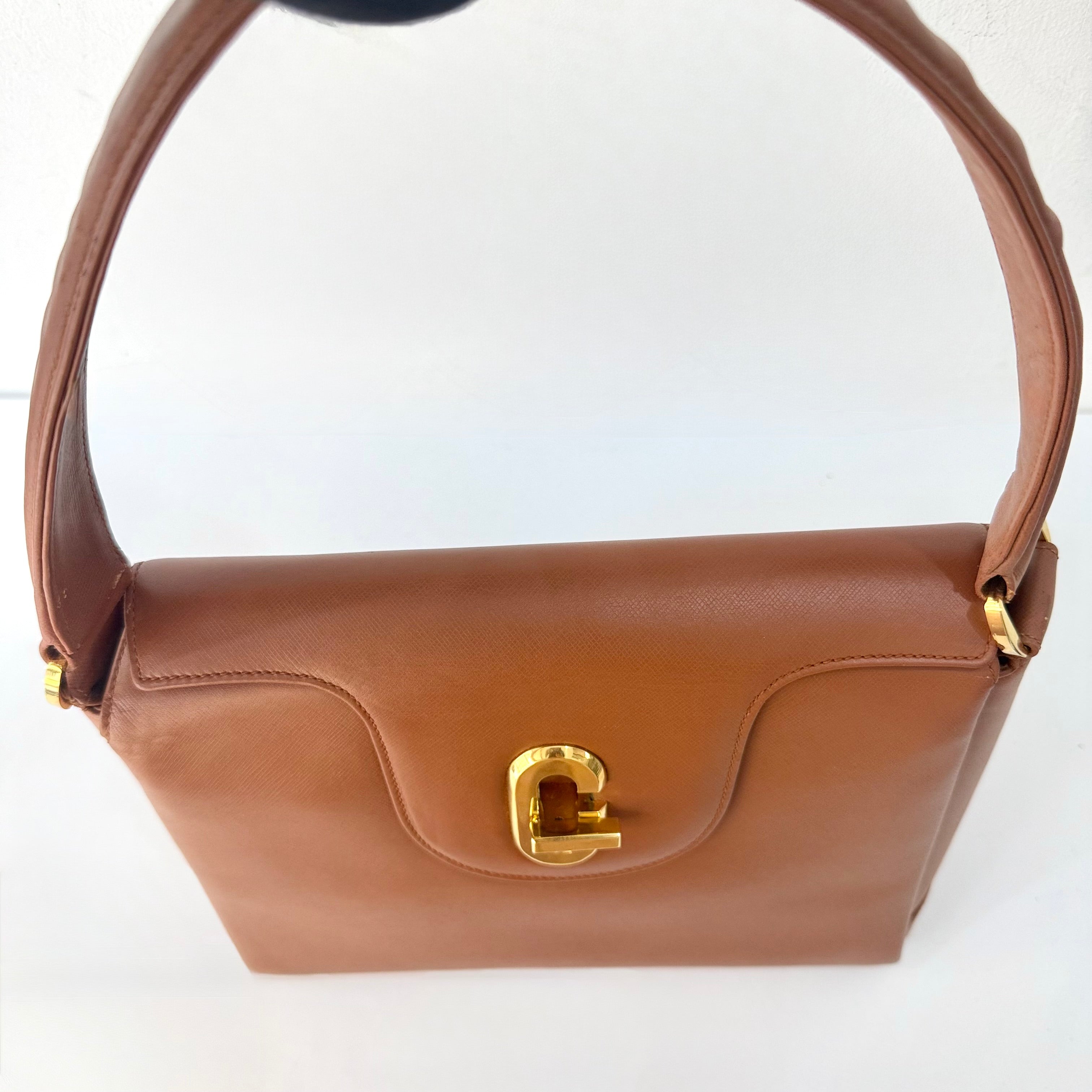 Gucci Vintage Brown Leather Turnlock Bag