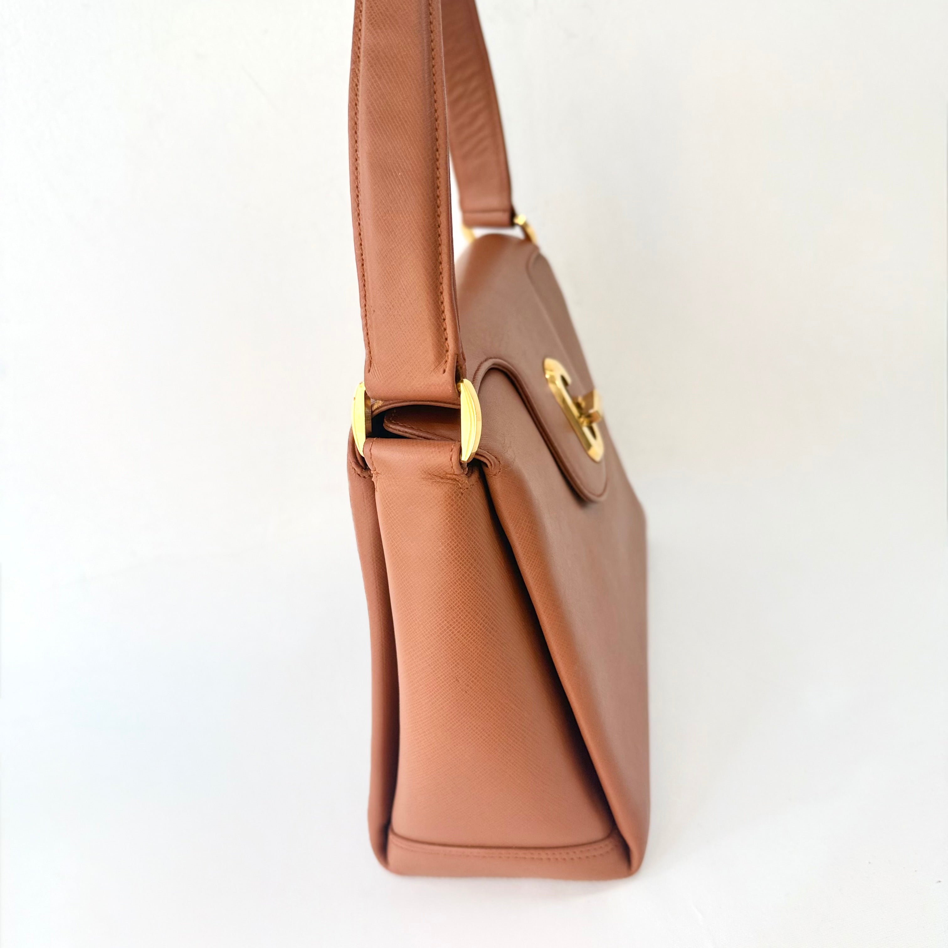 Gucci Vintage Brown Leather Turnlock Bag
