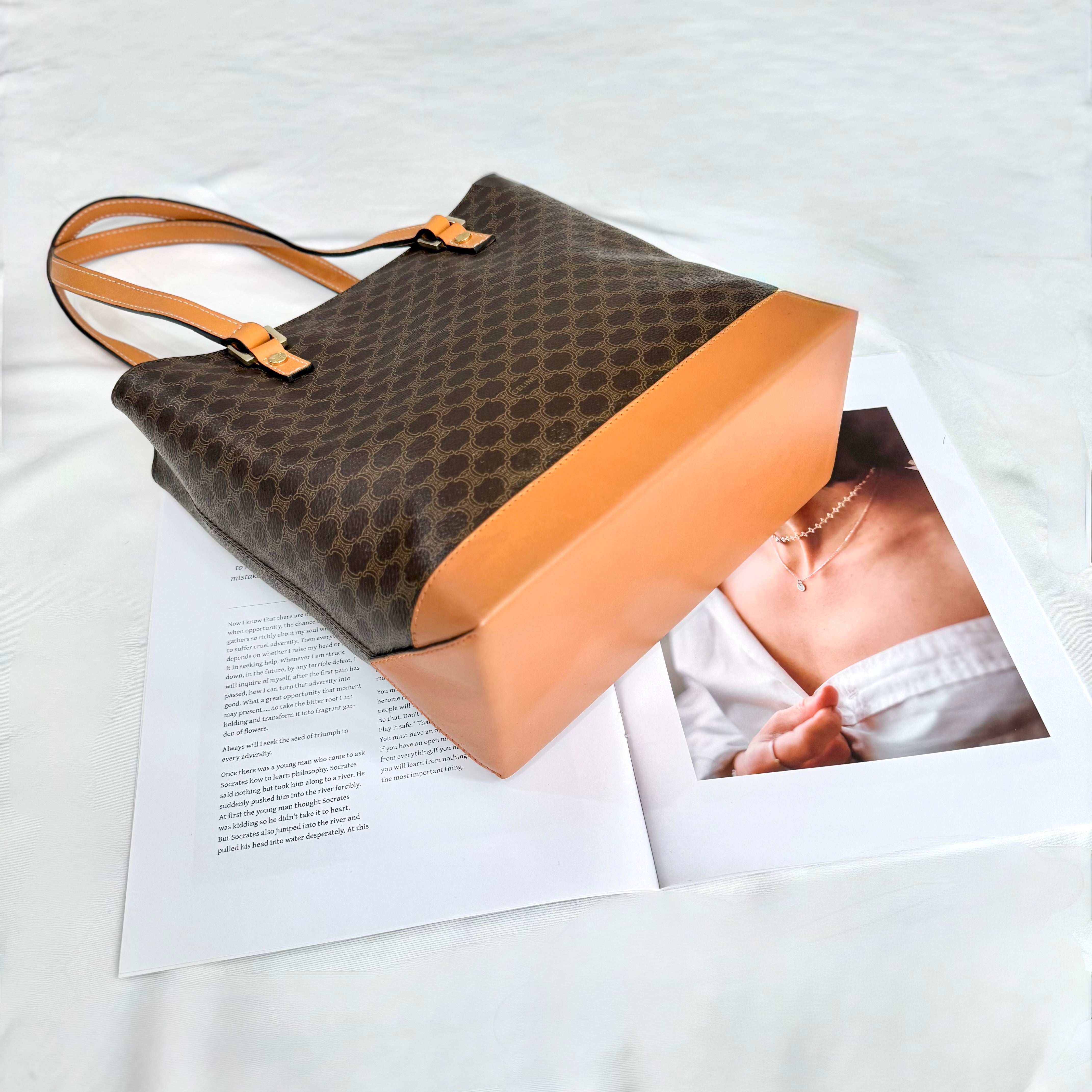 Celine Brown Macadam Triomphe Tote bag