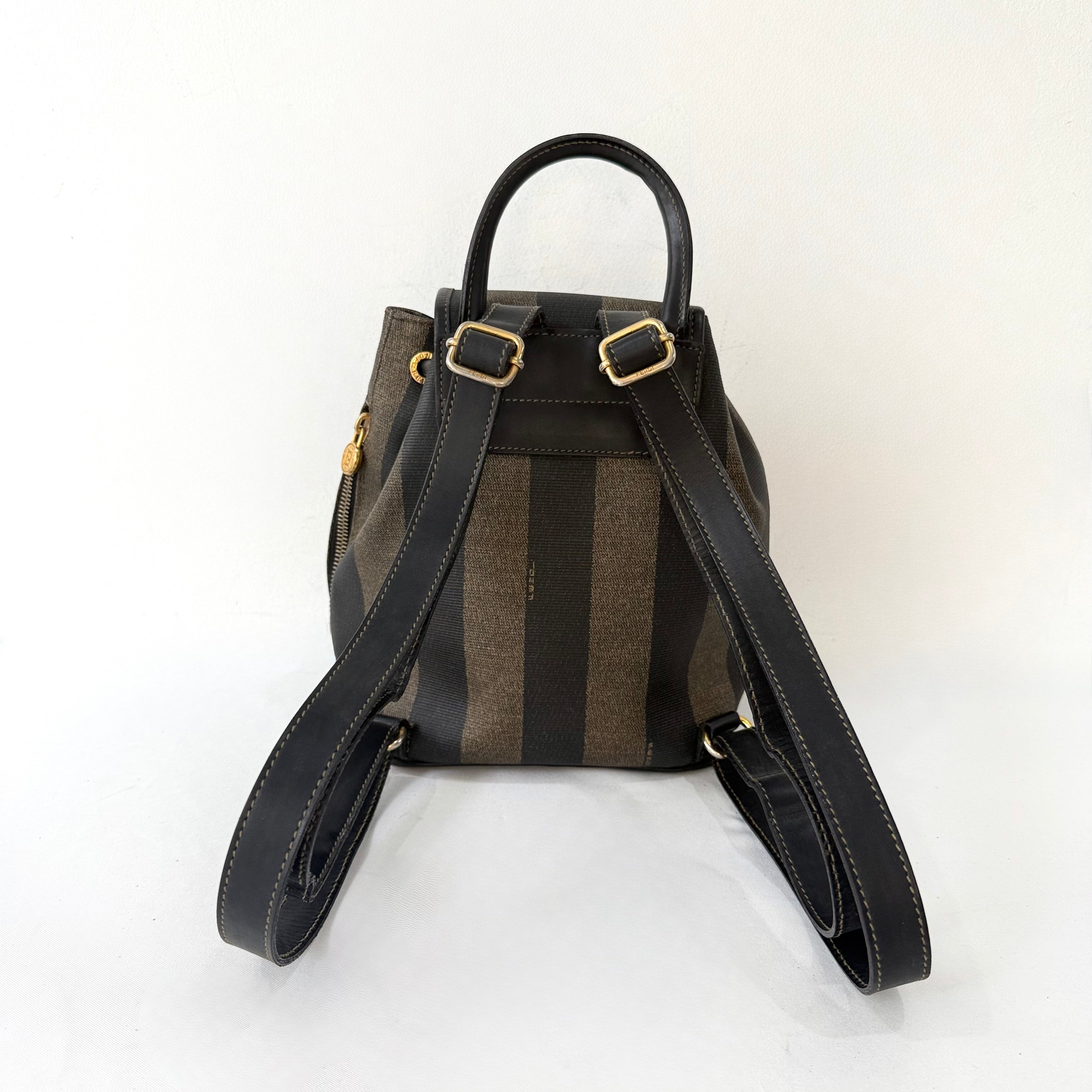 Fendi Vintage Backpack in Brown Pequin Striped