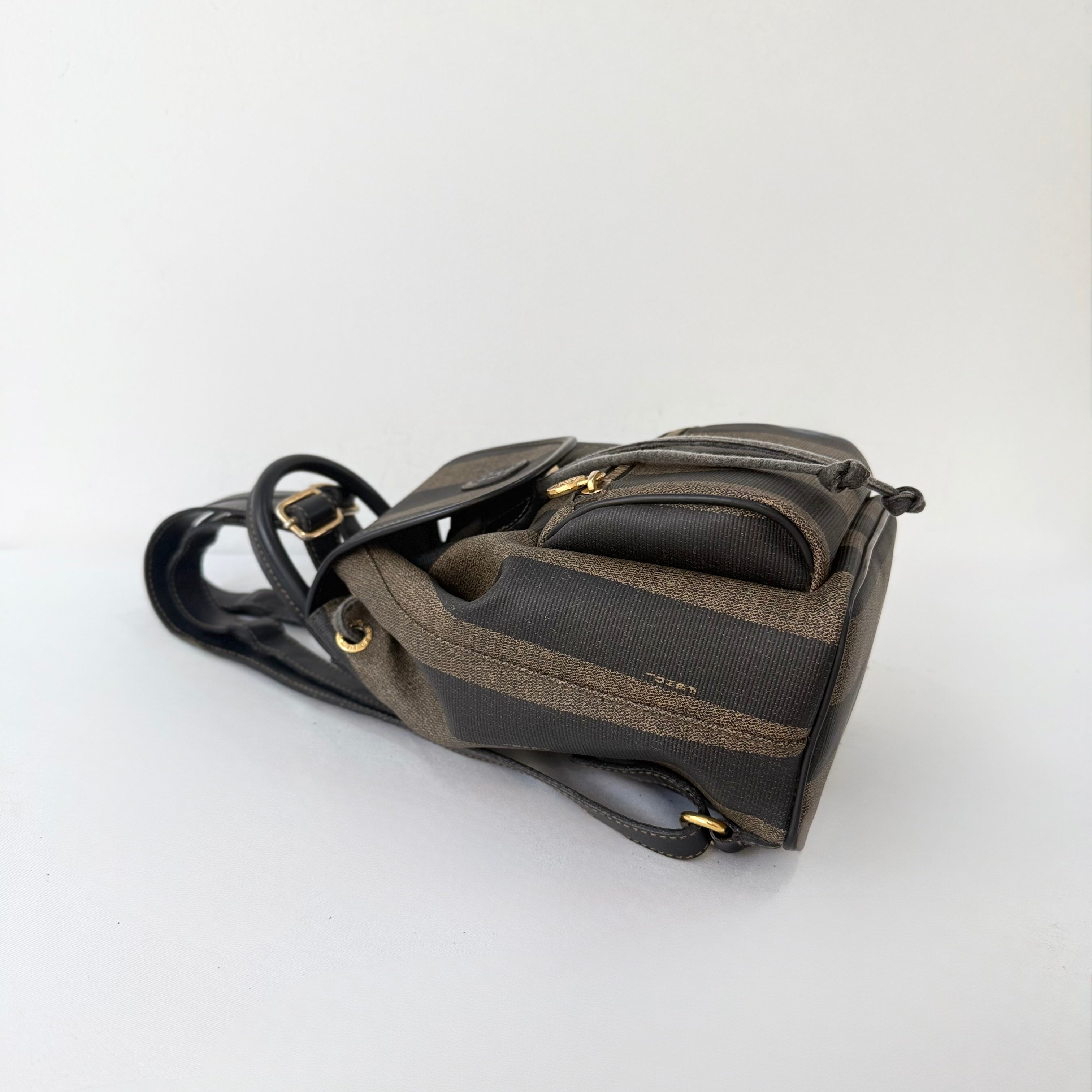 Fendi Vintage Backpack in Brown Pequin Striped