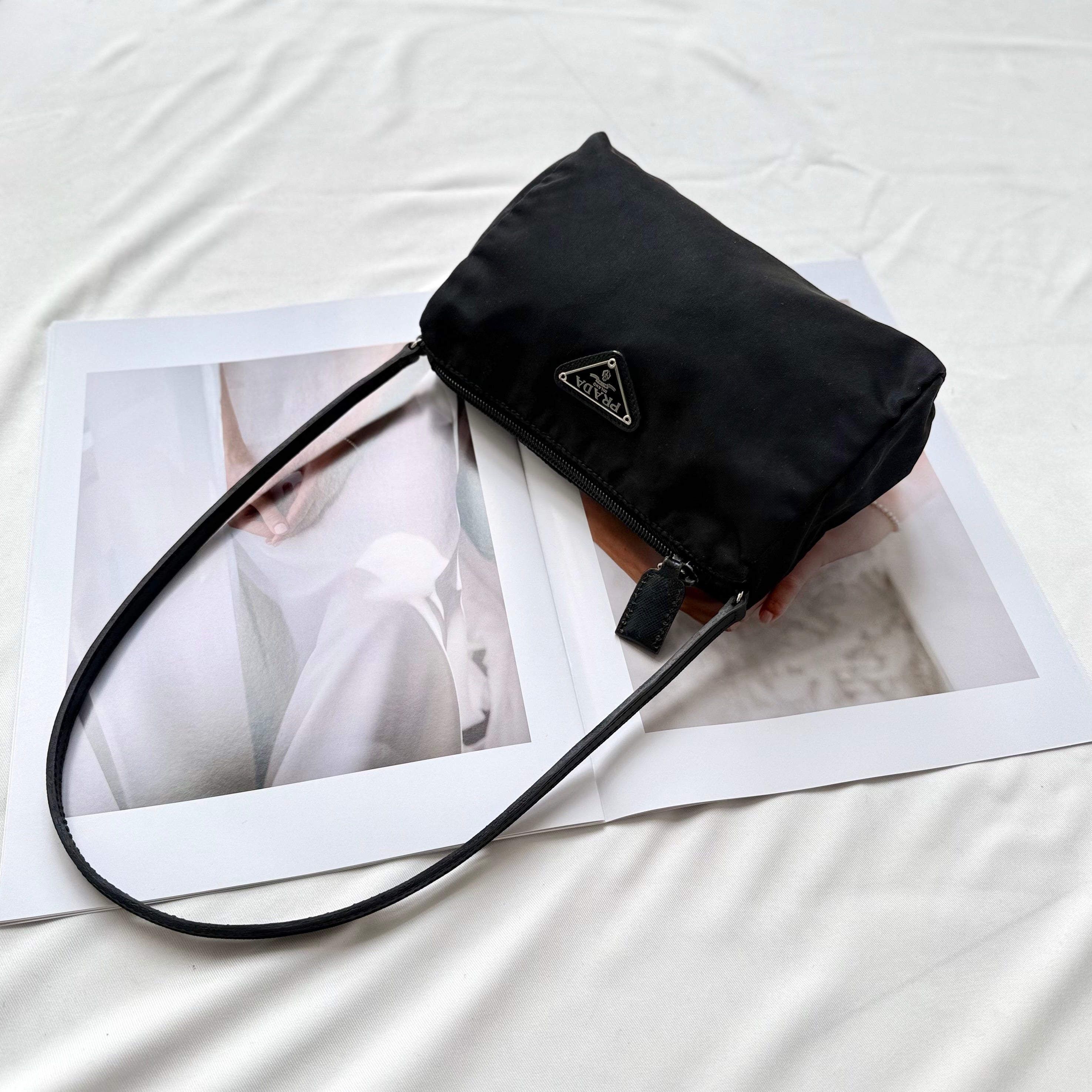 Prada Black Nylon Pochette Bag