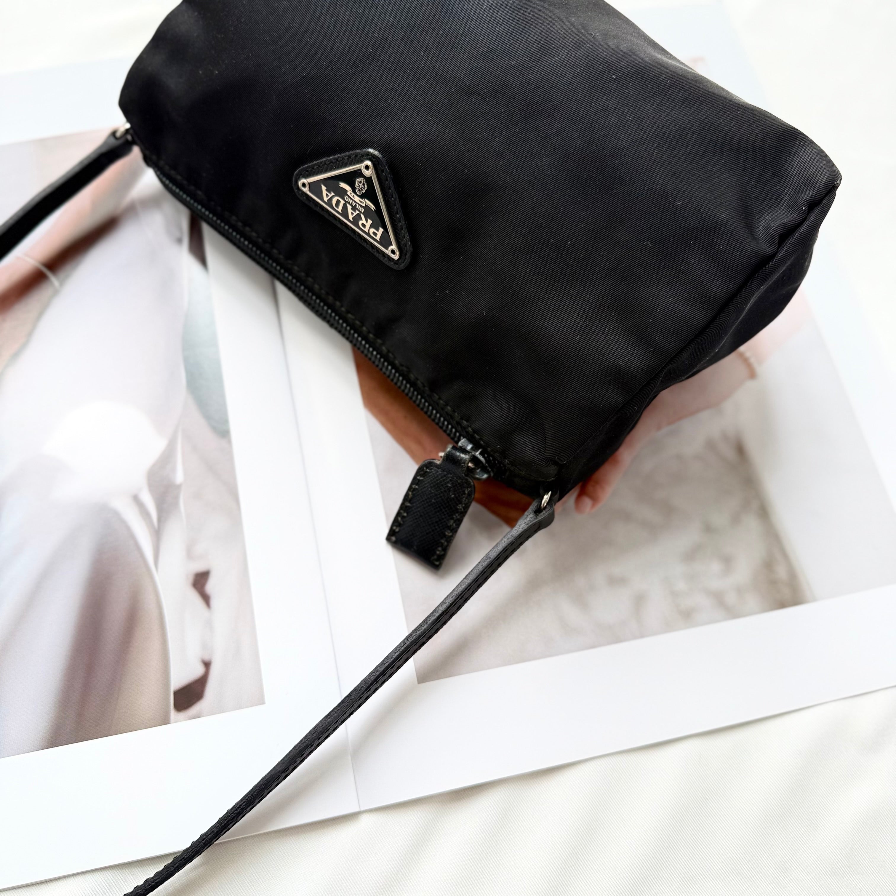 Prada Black Nylon Pochette Bag