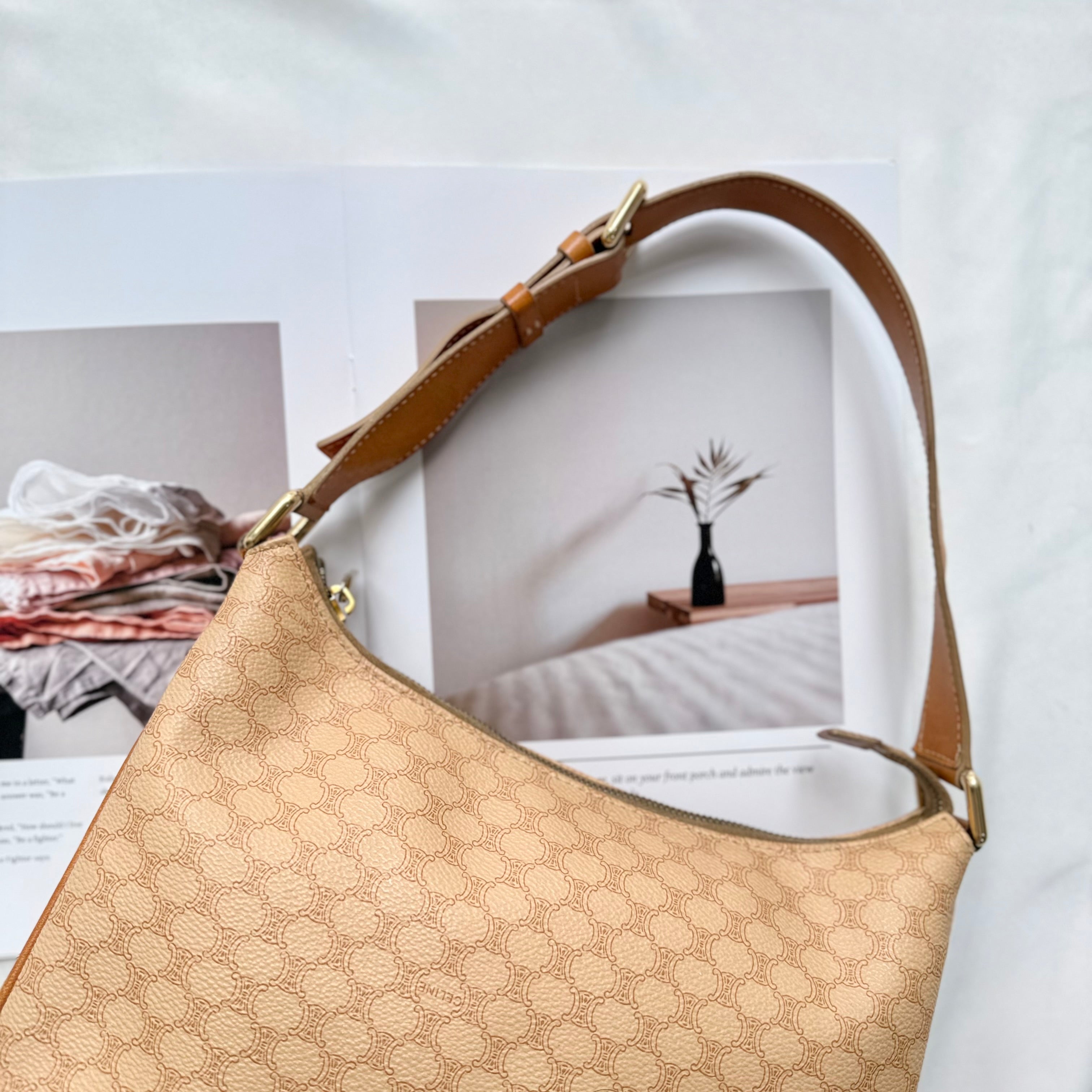 Celine Brown Macadam Shoulder Bag