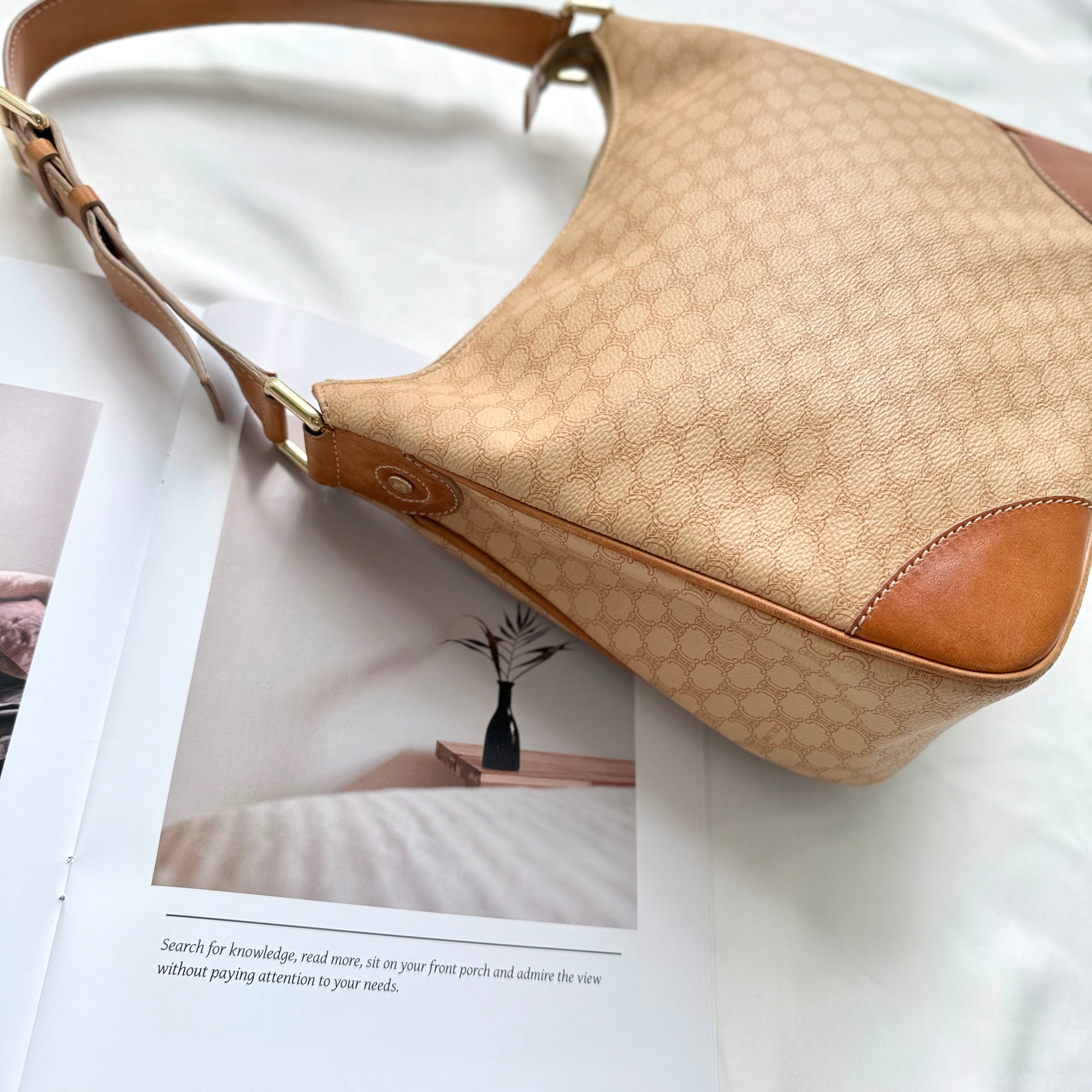Celine Brown Macadam Shoulder Bag
