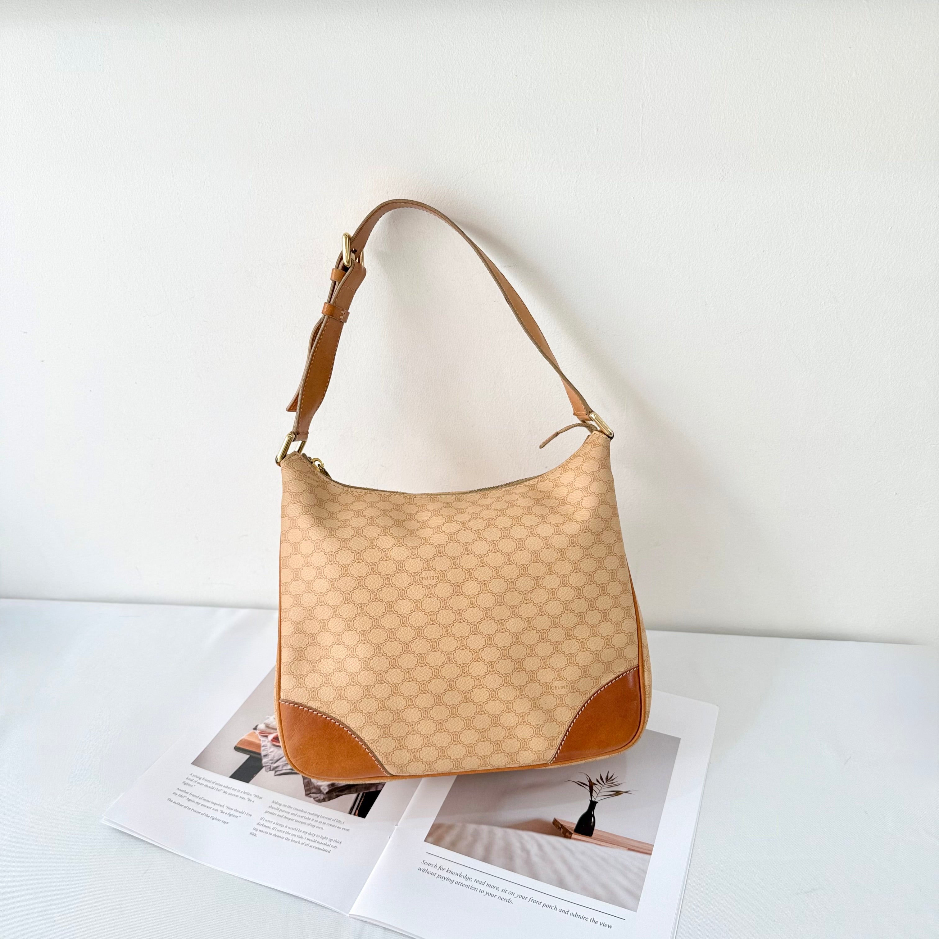 Celine Brown Macadam Shoulder Bag